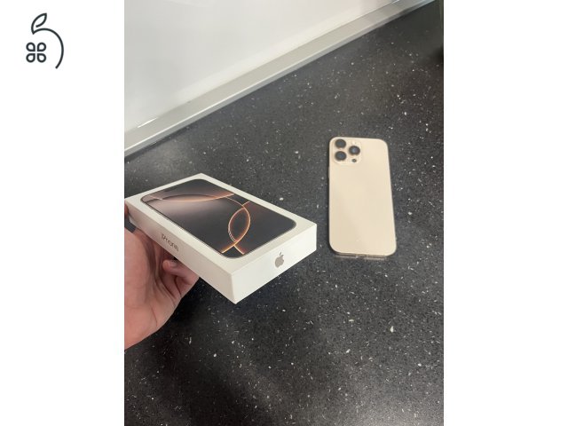 Eladó iphone 16 pro max, sivatagszínű, 256gb, 100%os akkumulátor, számla, 2026 ápr. ig garancia, kártyafüggetlen.