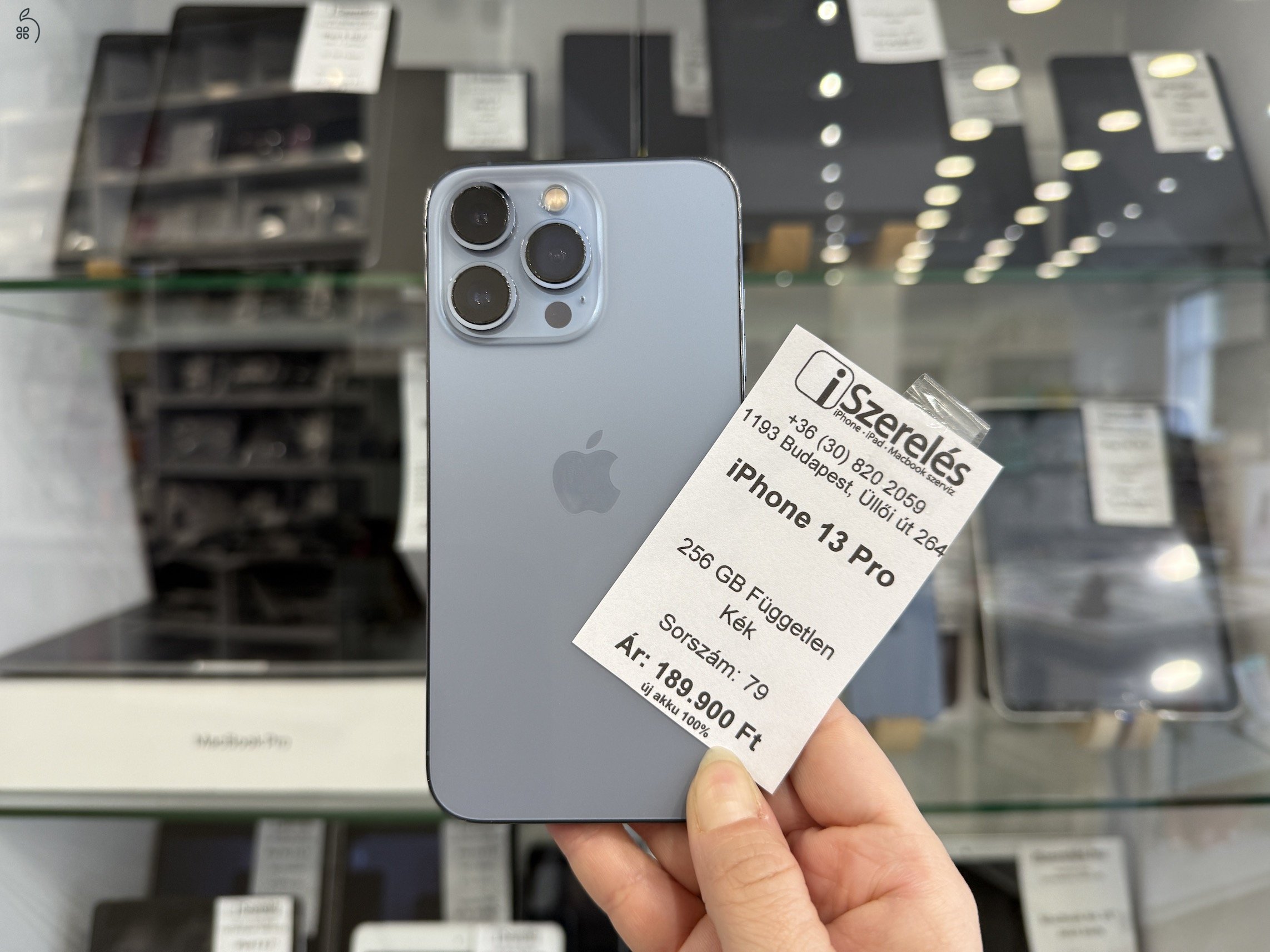 iPhone 13 Pro 256GB független kék új akkuval garanciával (79) iSzerelés.hu