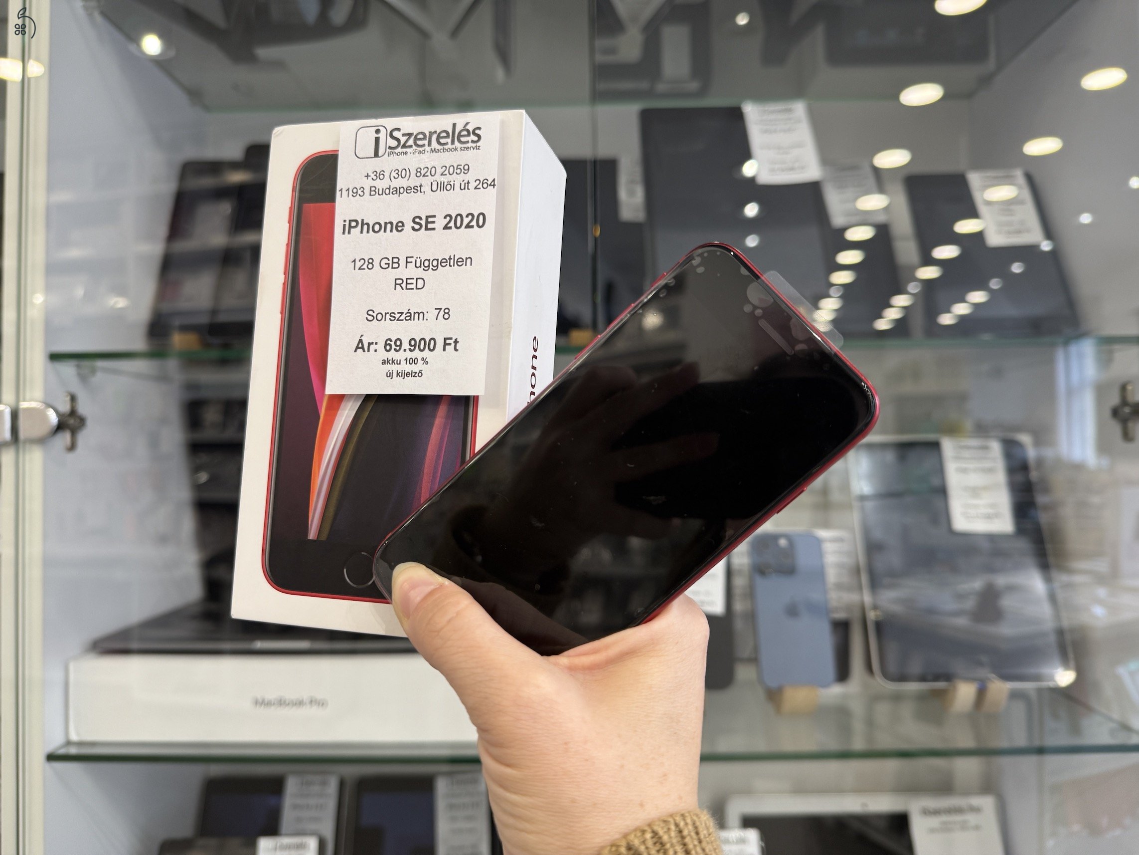 iPhone SE 2020 128GB független RED új kijelző, akku 100% (78) iSzerelés.hu