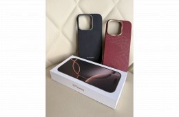 Teljesen újszerű Iphone 16 Pro, 128 Gb, sivatagszínű titán két Pitaka tokkal