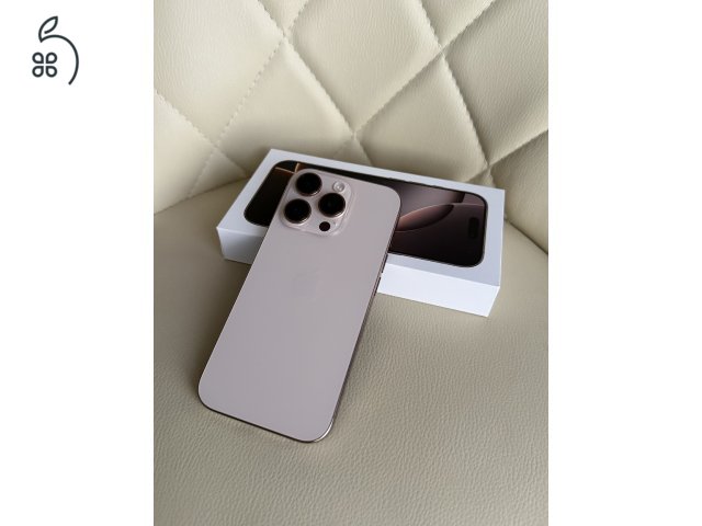 Teljesen újszerű Iphone 16 Pro, 128 Gb, sivatagszínű titán két Pitaka tokkal