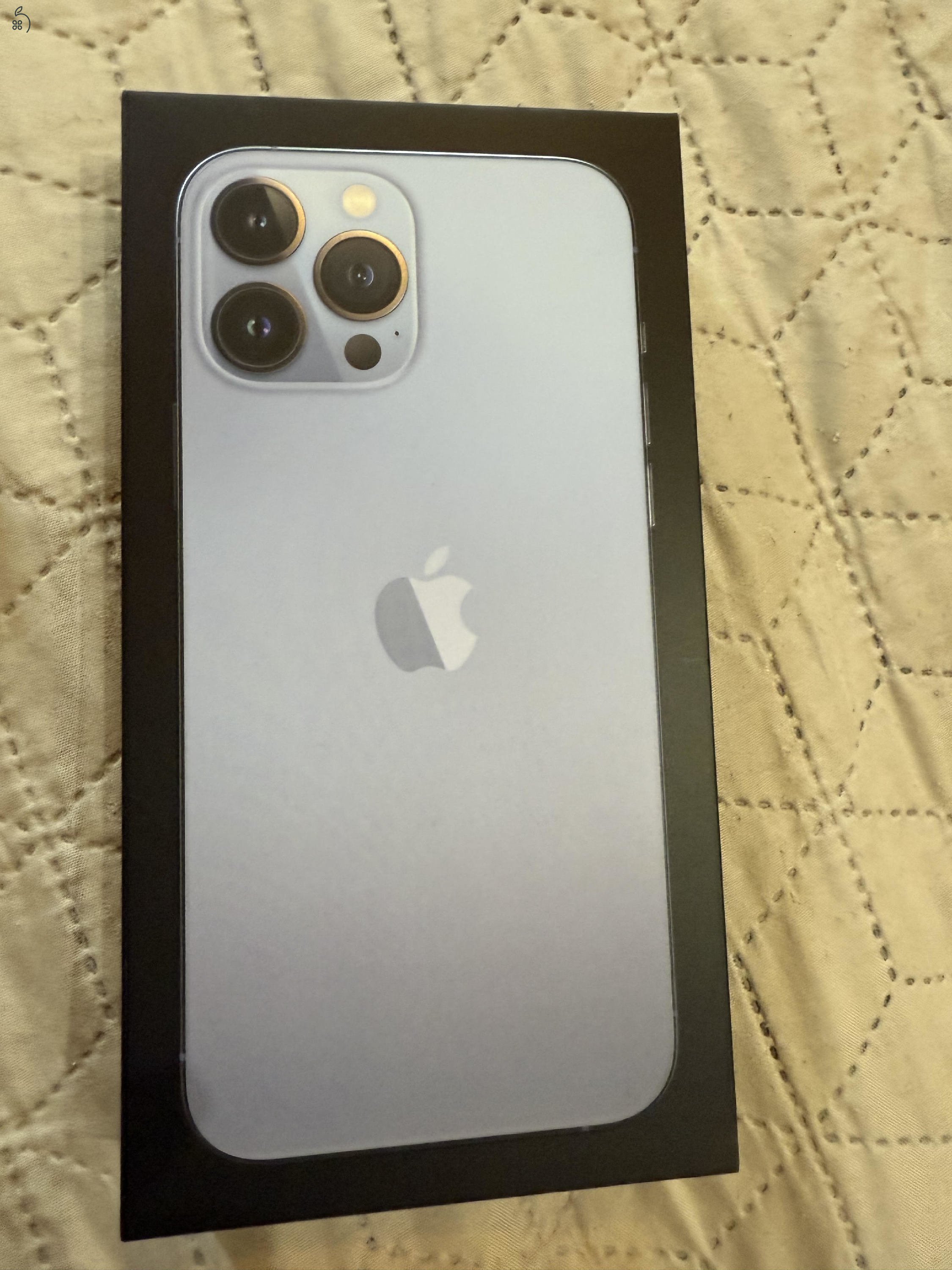 ELADÓ újszerű (fóliázott, tokban tartott) iPhone 130 pro max, sierra blue, 128Gb
