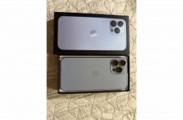ELADÓ újszerű (fóliázott, tokban tartott) iPhone 130 pro max, sierra blue, 128Gb