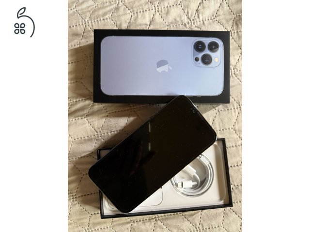 ELADÓ  (fóliázott, tokban tartott) iPhone 13 pro max, sierra blue, 256Gb