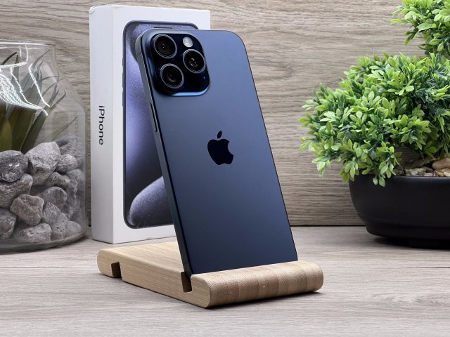 Hibátlan iPhone 15 Blue Titanium Pro Max 256GB 2 ÉV Garanciával Számlával 92% Akku