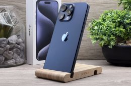 Hibátlan iPhone 15 Blue Titanium Pro Max 256GB 2 ÉV Garanciával Számlával 92% Akku
