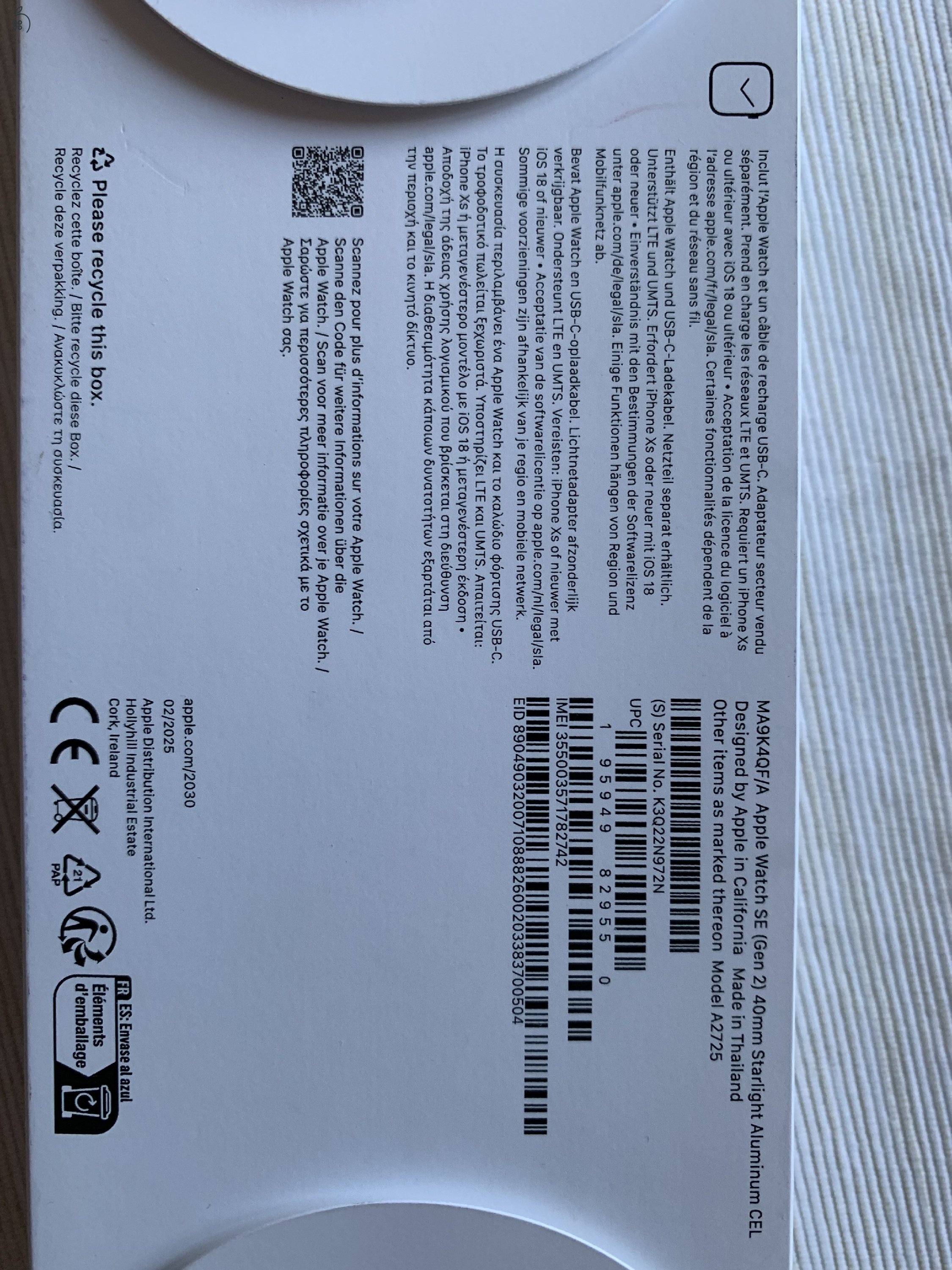 Új Apple Watch SE (Gen 2) 40 mm Starlight Aluminium CEL