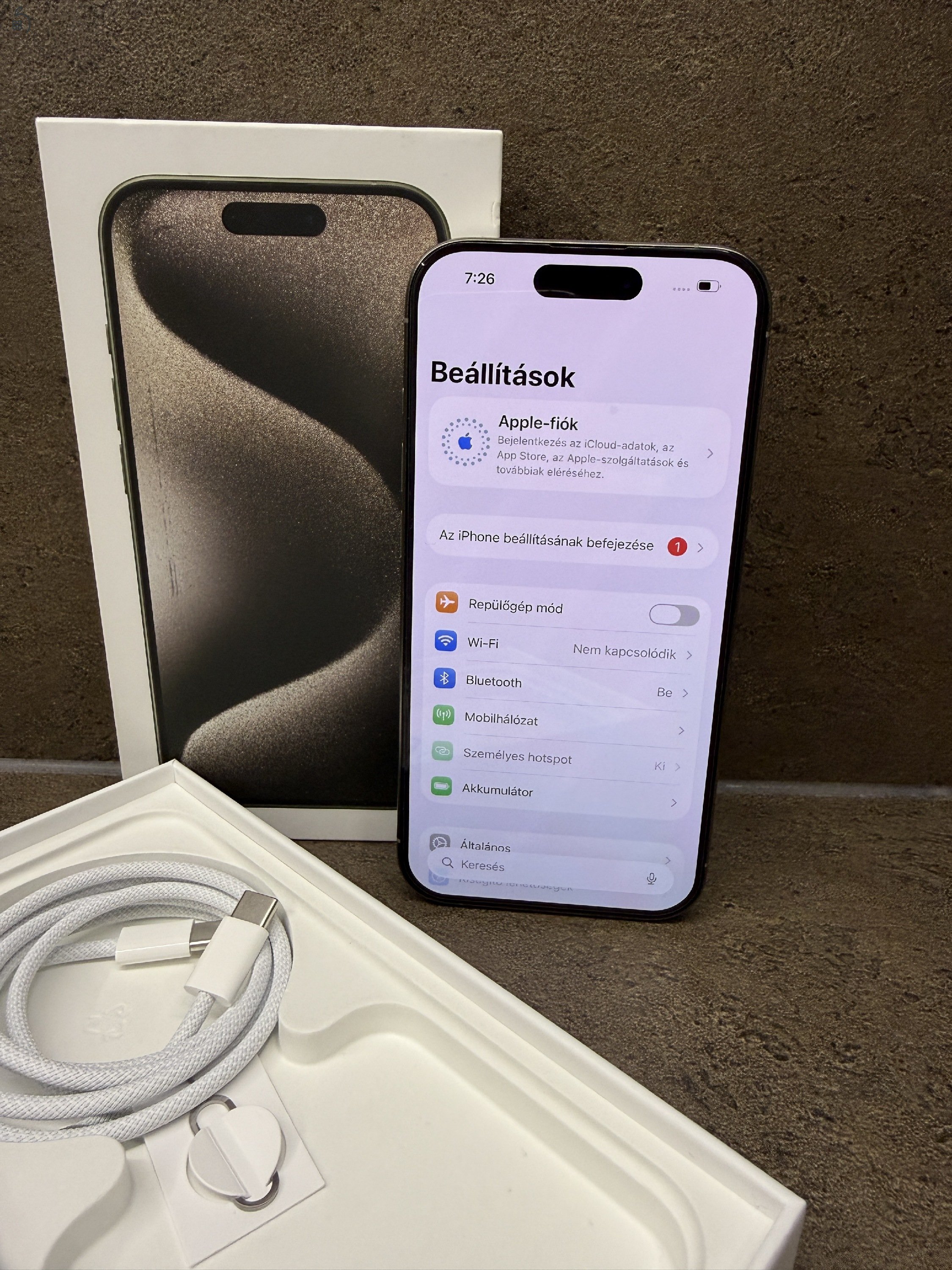 iPhone 15 Pro 128GB – natúr szín, hibátlan újszerű hibátlan állapotban 