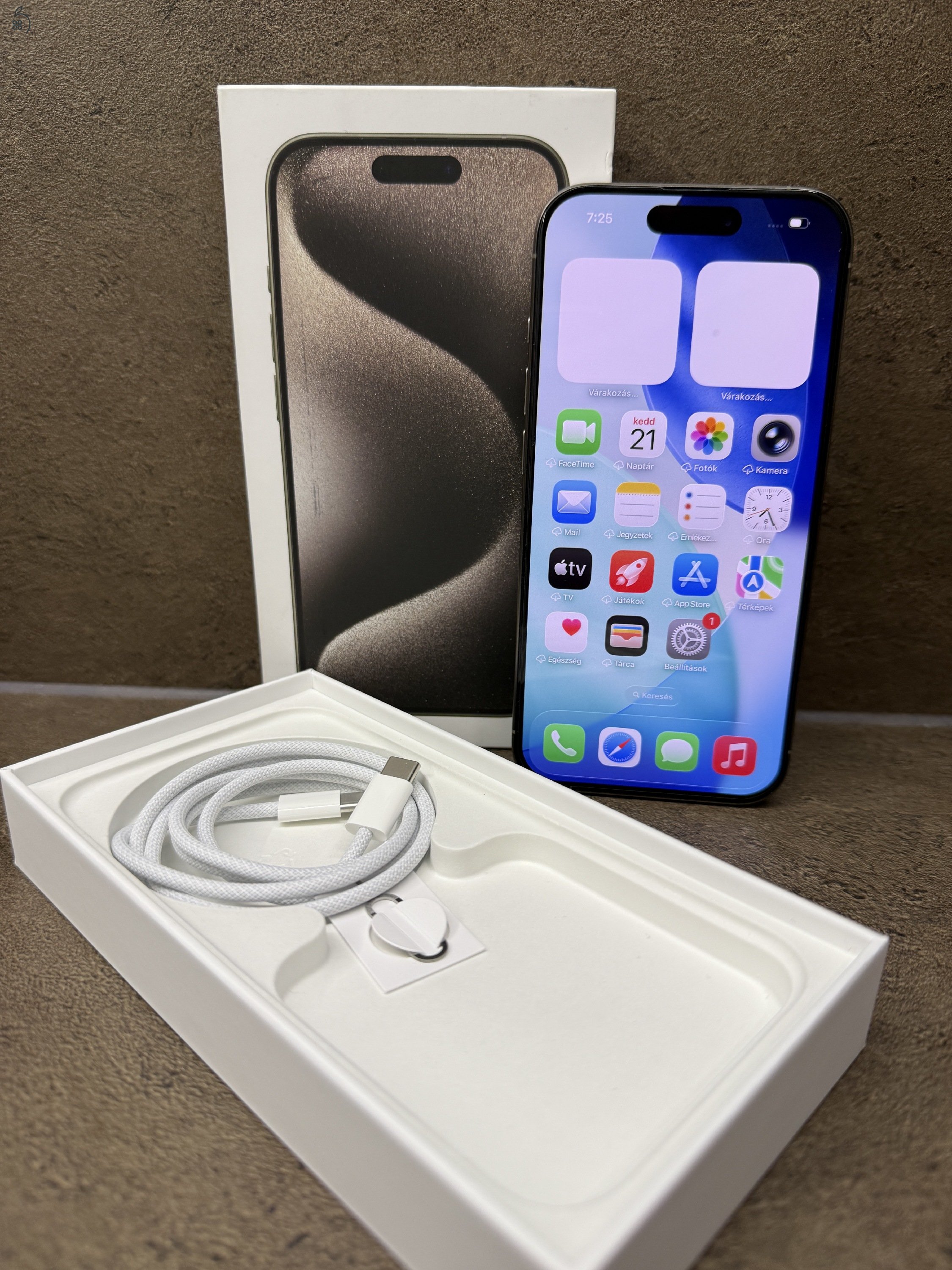 iPhone 15 Pro 128GB – natúr szín, hibátlan újszerű hibátlan állapotban 