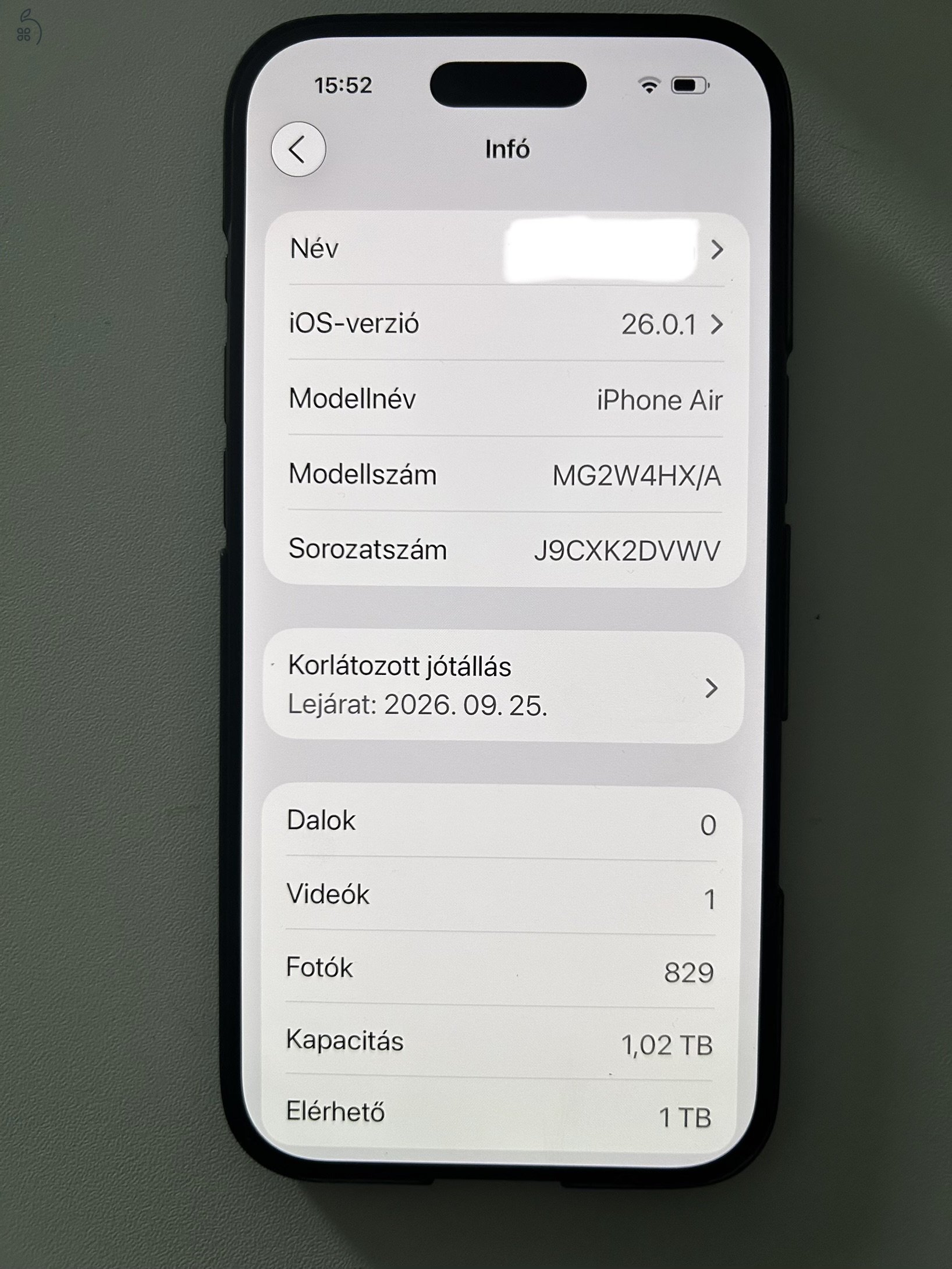 IPHONE 17 AIR, 1TB, ASTROFEKETE ONE FÜGGŐ, 1 HÓNAPOSAN ELADÓ