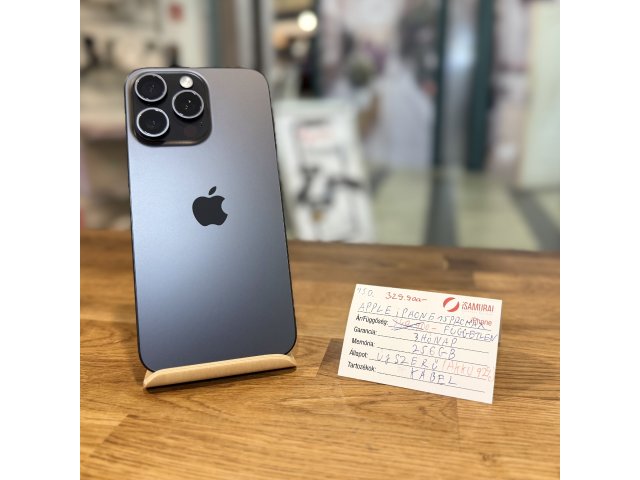 150. Apple iPhone 15 Pro Max - 256GB - Fekete Titán - Újszerű