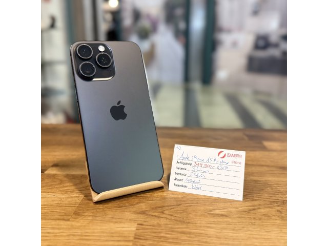 153. Apple iPhone 15 Pro Max - 256GB - Fekete Titán - eSim - Újszerű