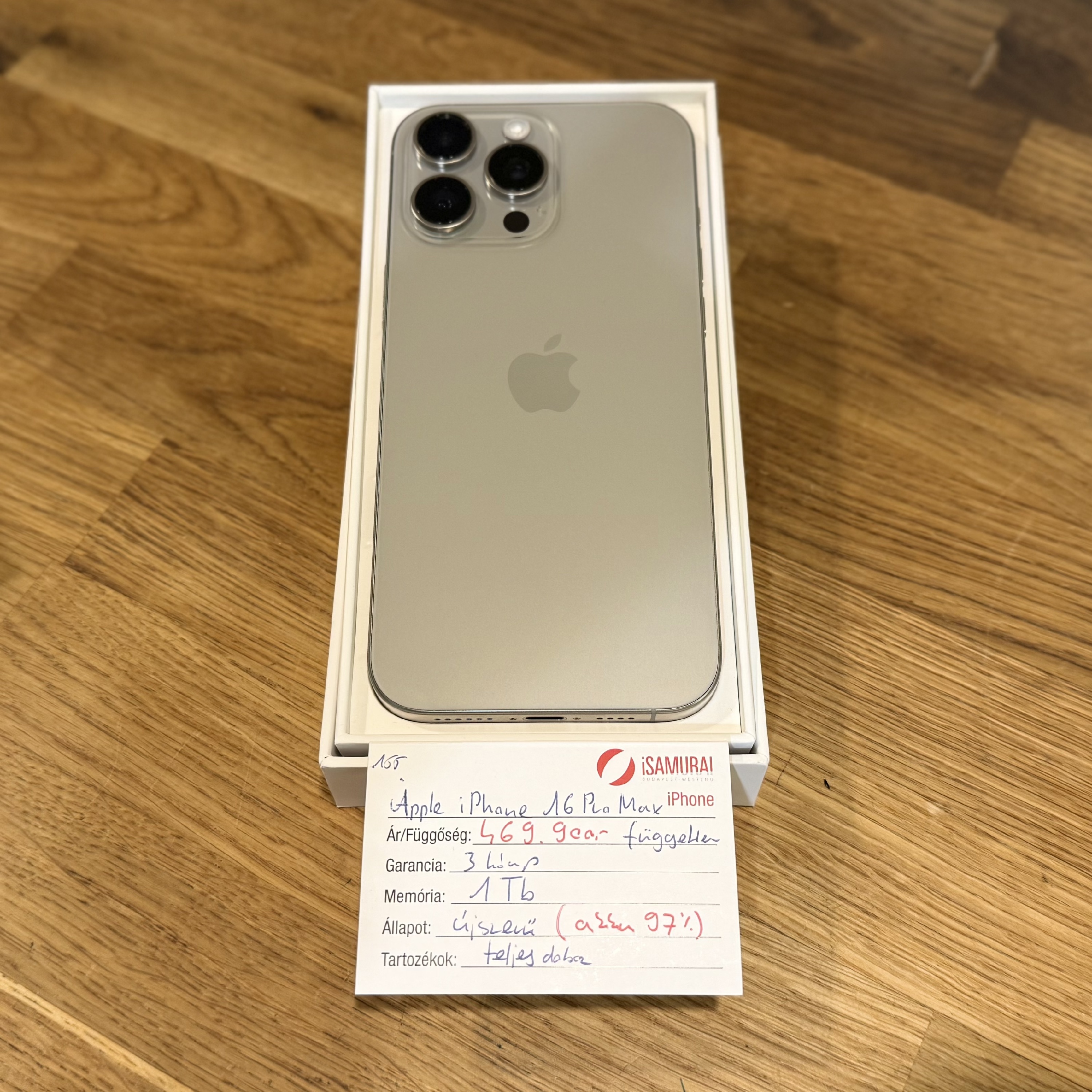 155. Apple iPhone 16 Pro Max - 1 TB - Natur Titán - 97% akku