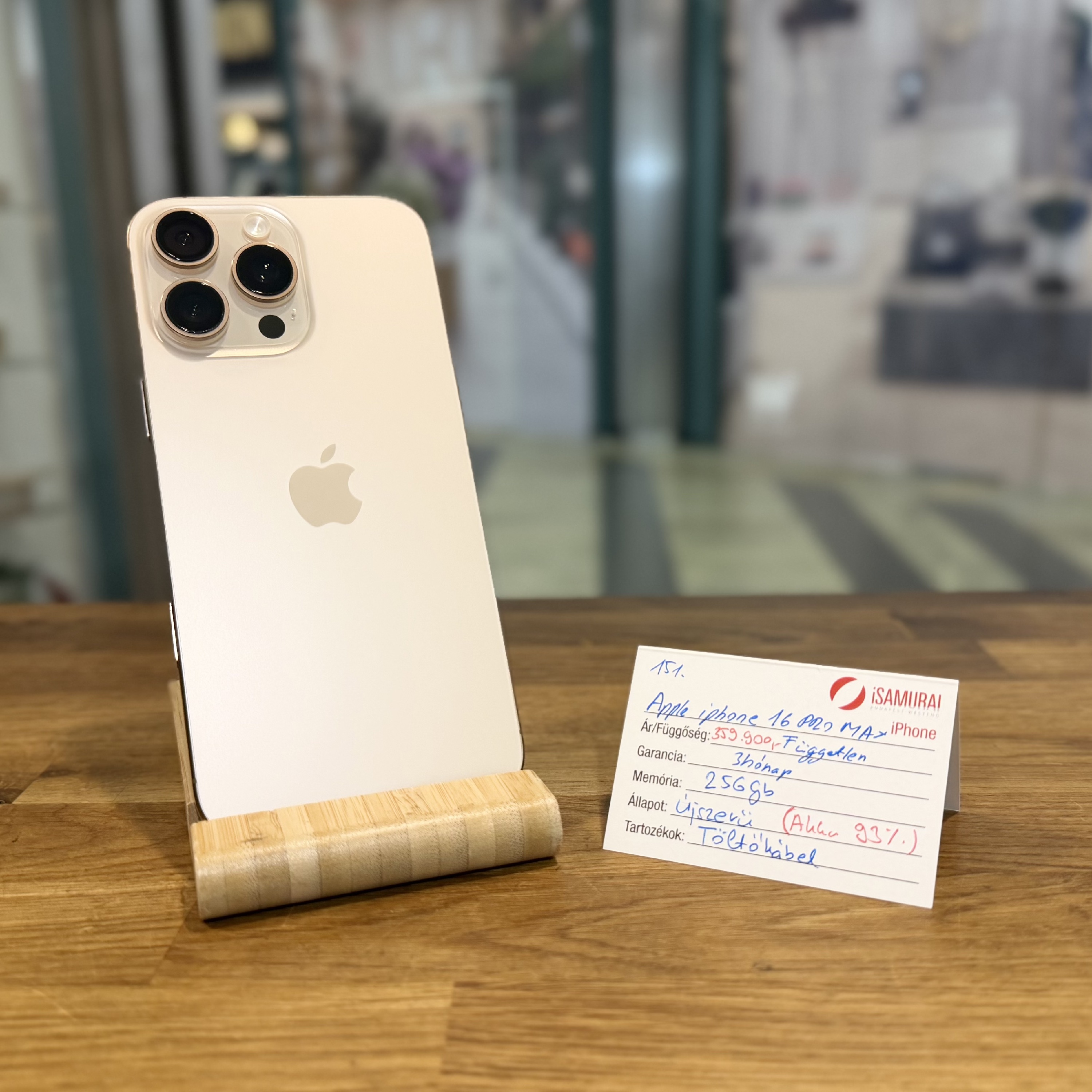 Apple iPhone 16 Pro Max - 256gb - Desert Titán - újszerű (151.)