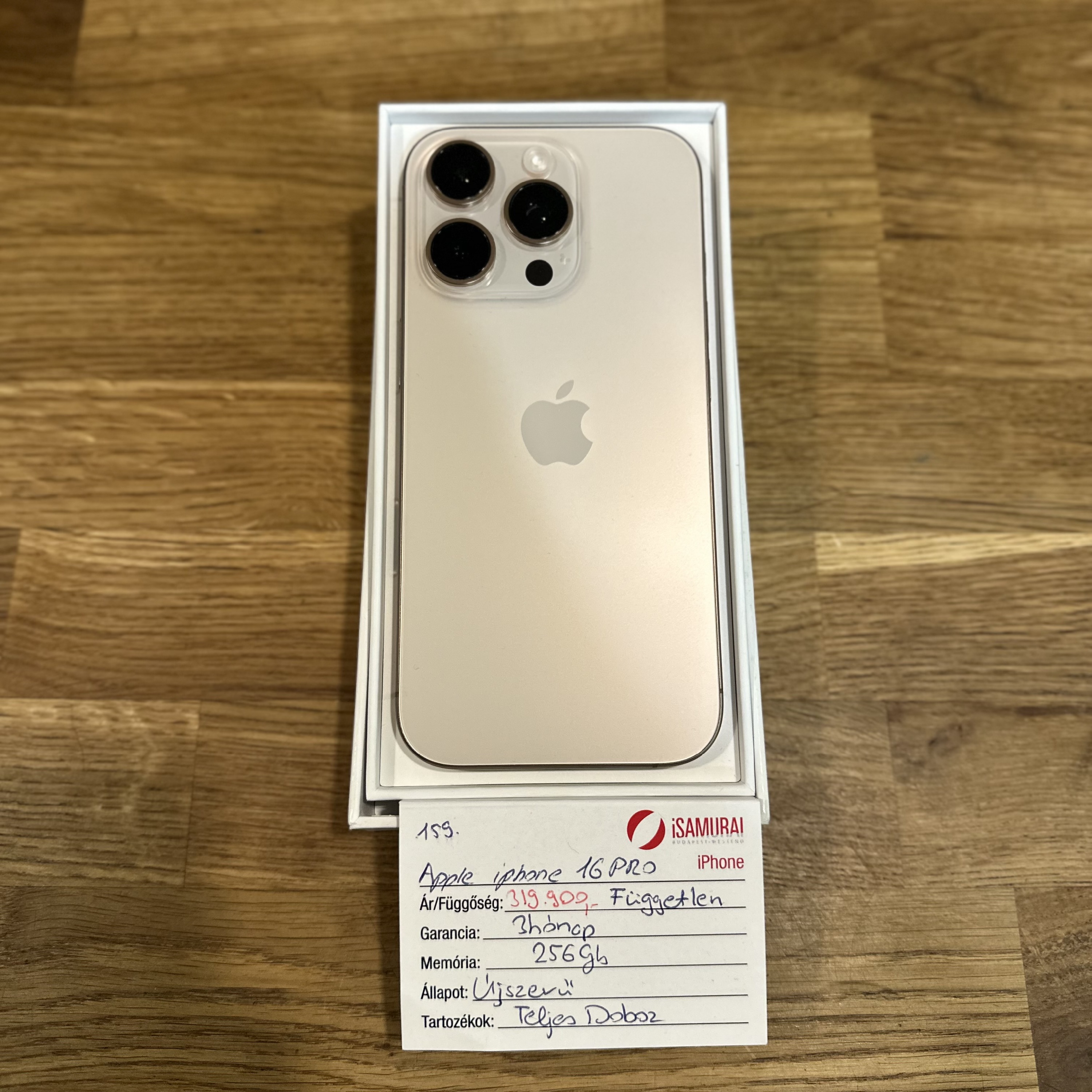 Apple iPhone 16 Pro - 256gb - Desert Titán - Újszerű (159.)