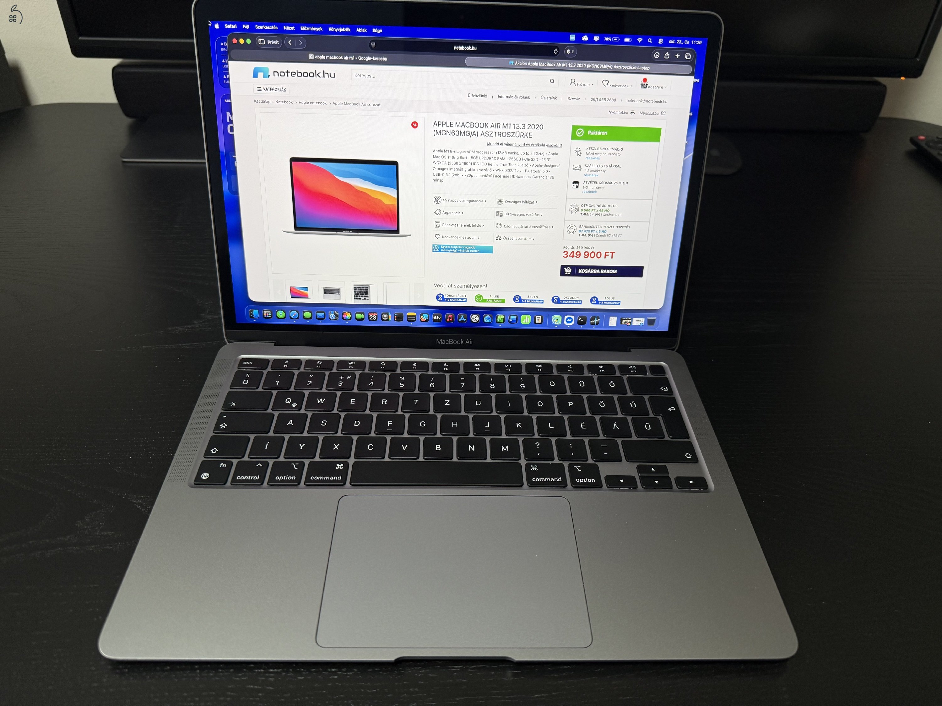 MacBook Air M1 2020 Space Grey 8GB/256GB hibátlan, sérülésmentes