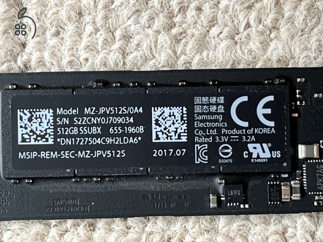 512 GB -os APPLE NVMe SSD