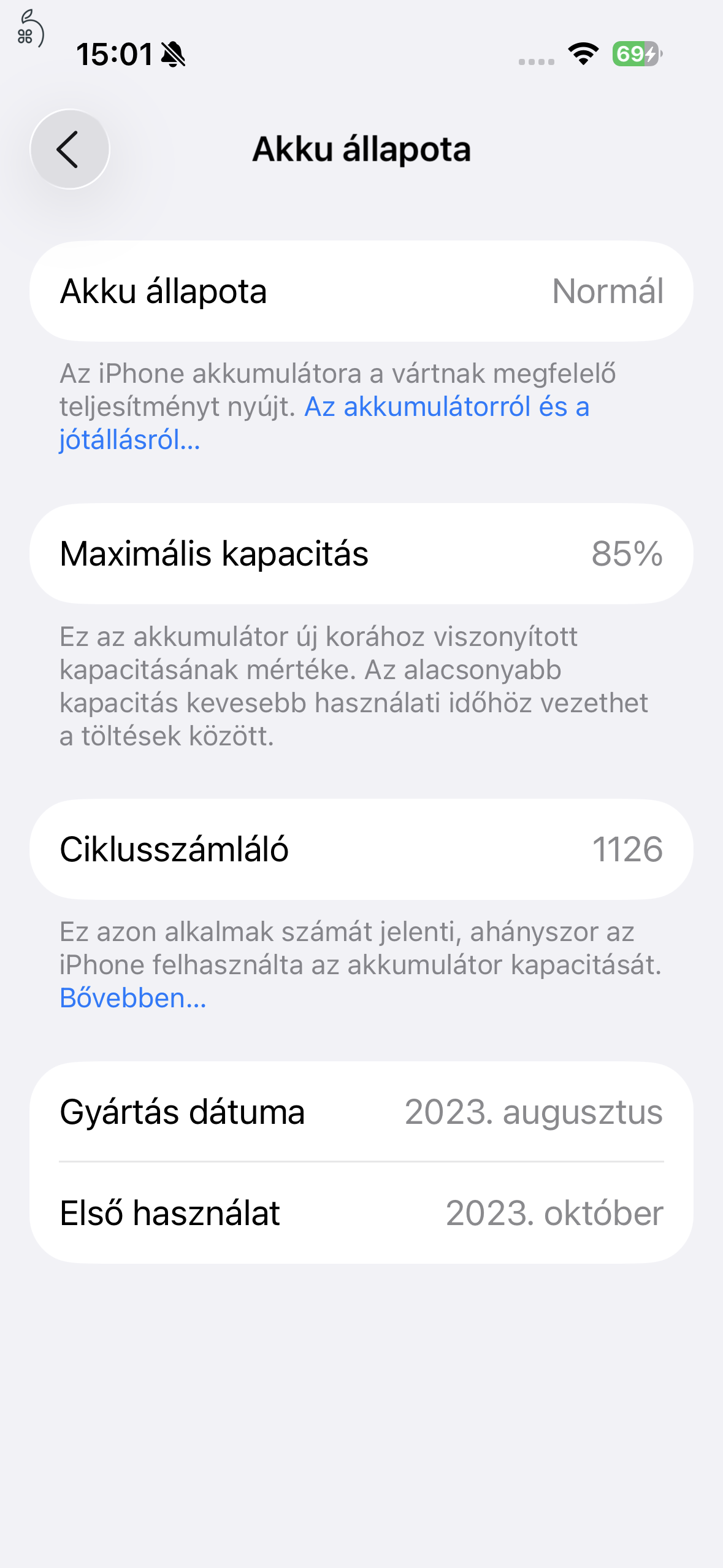 Makulátlan iPhone 15Pro 256GB Makulátlan iPhone 15Pro 256GB