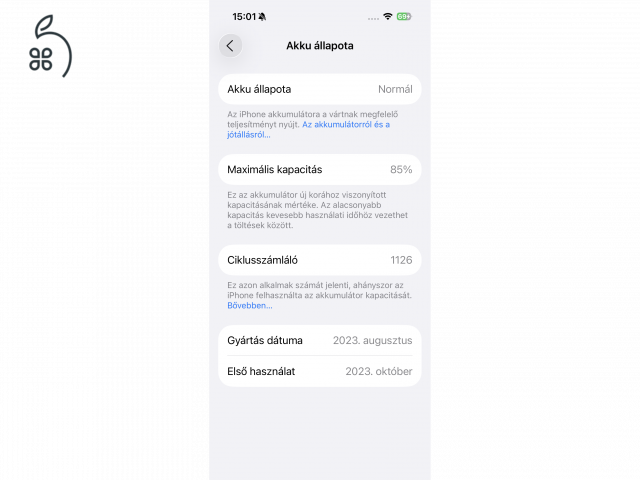 Makulátlan iPhone 15Pro 256GB Makulátlan iPhone 15Pro 256GB