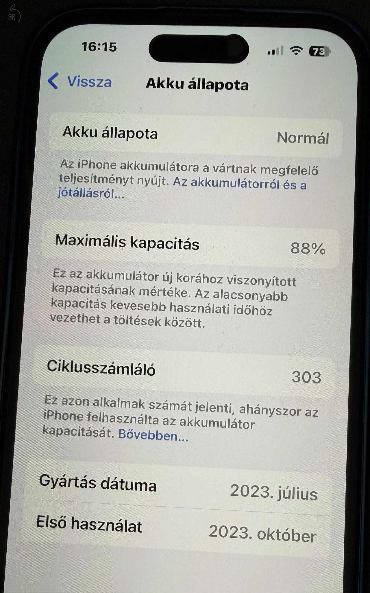 Eladó iPhone 15 128GB kék Eladó iPhone 15 128GB kék