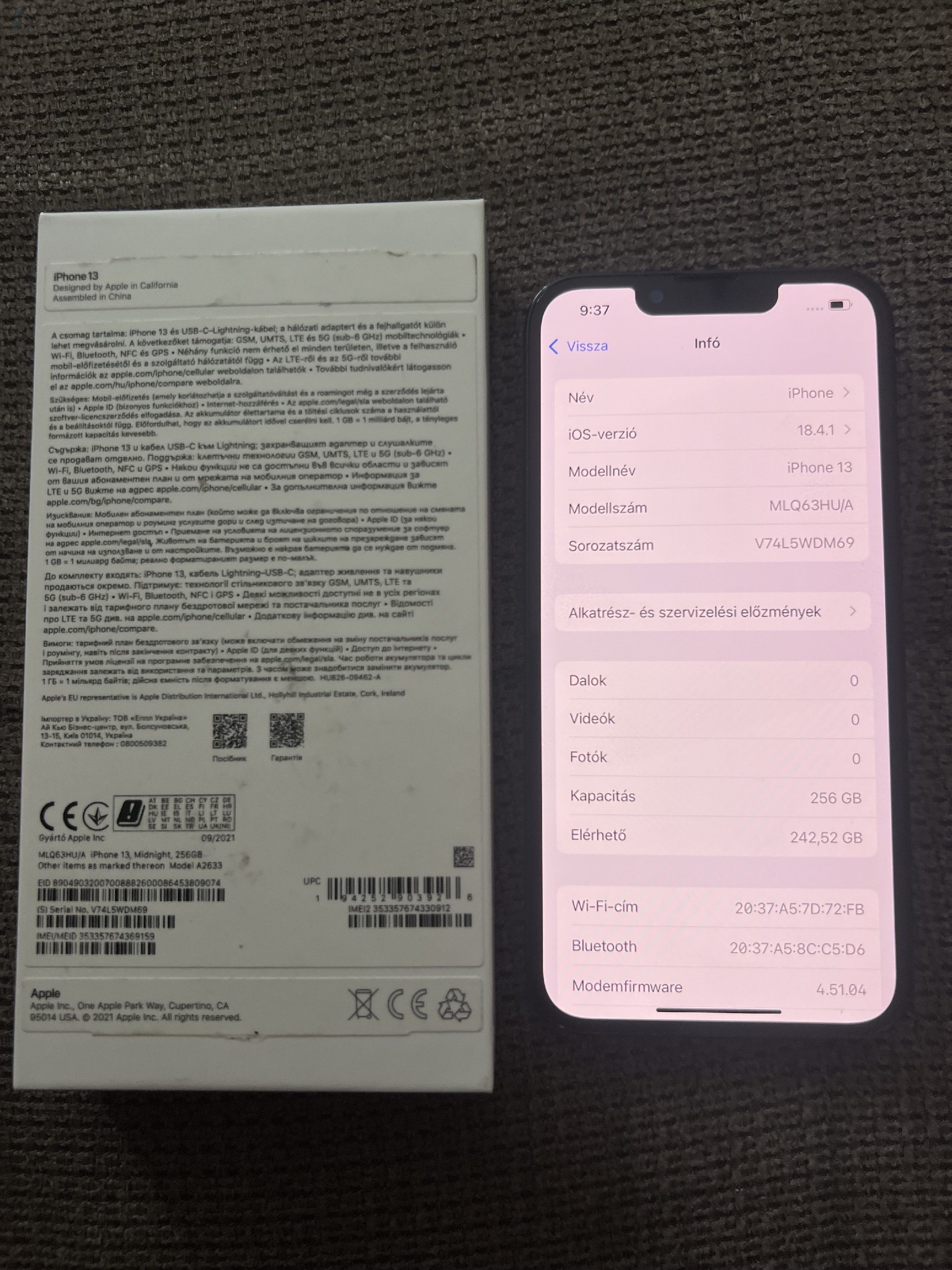 Iphone 13 Midnight, 256 GB