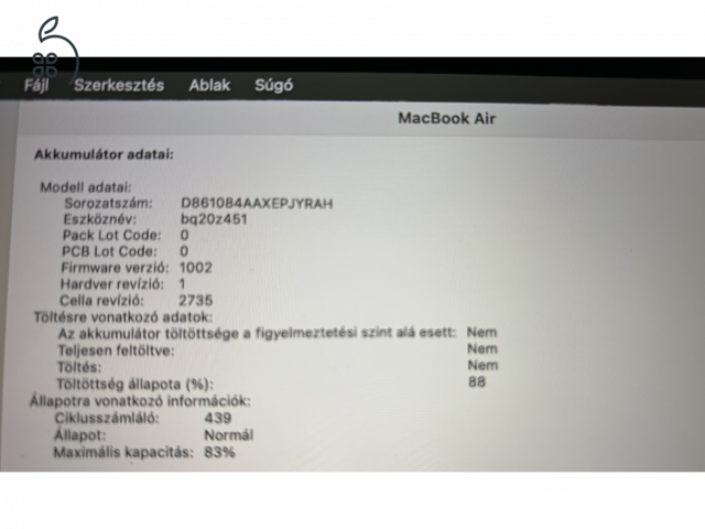 Apple MacBook Air 2020 M1 - 8GB RAM - 512 SSD asztroszürke