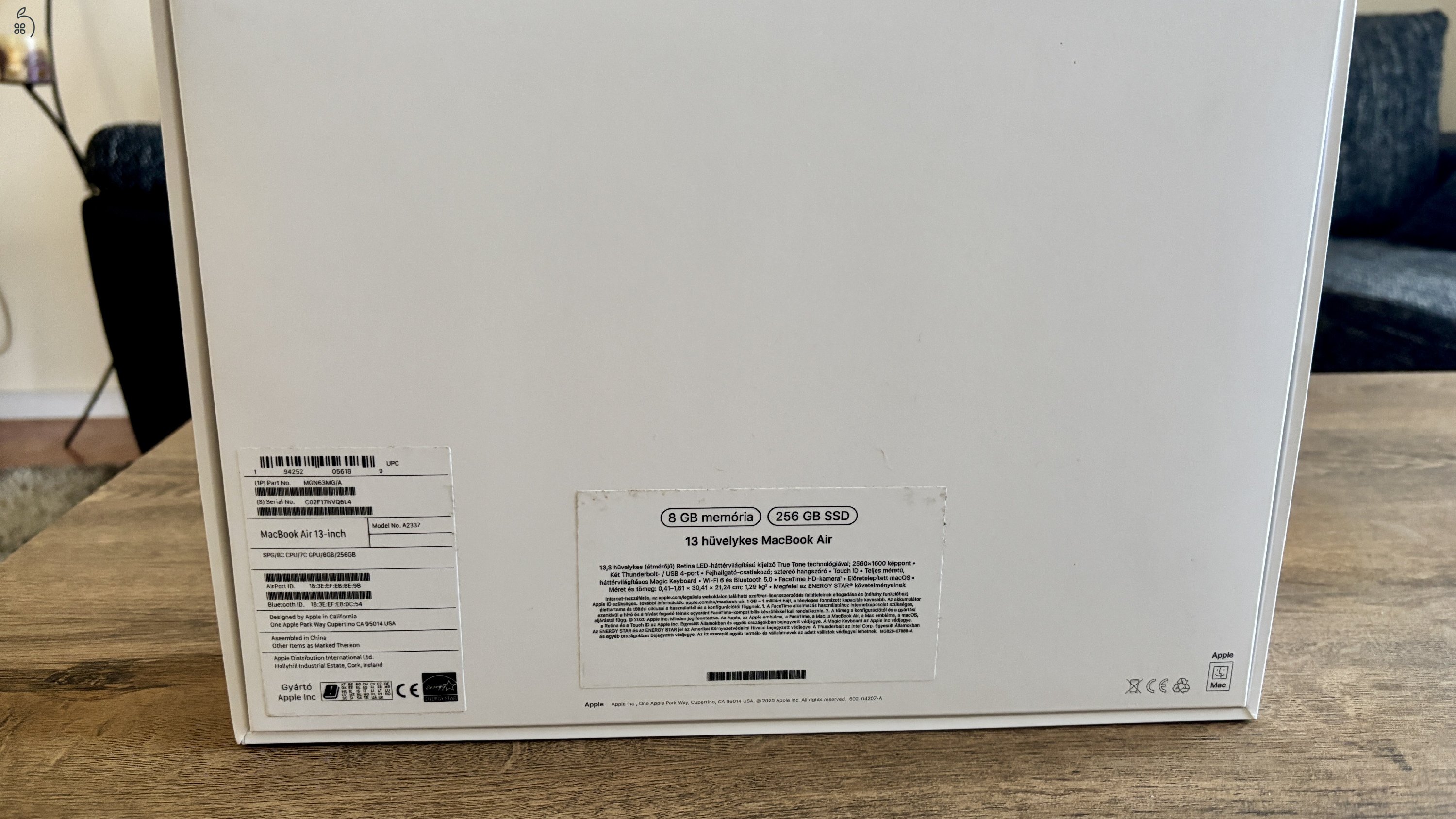 MacBook Air M1 2020 Space Grey 8GB/256GB hibátlan, sérülésmentes 