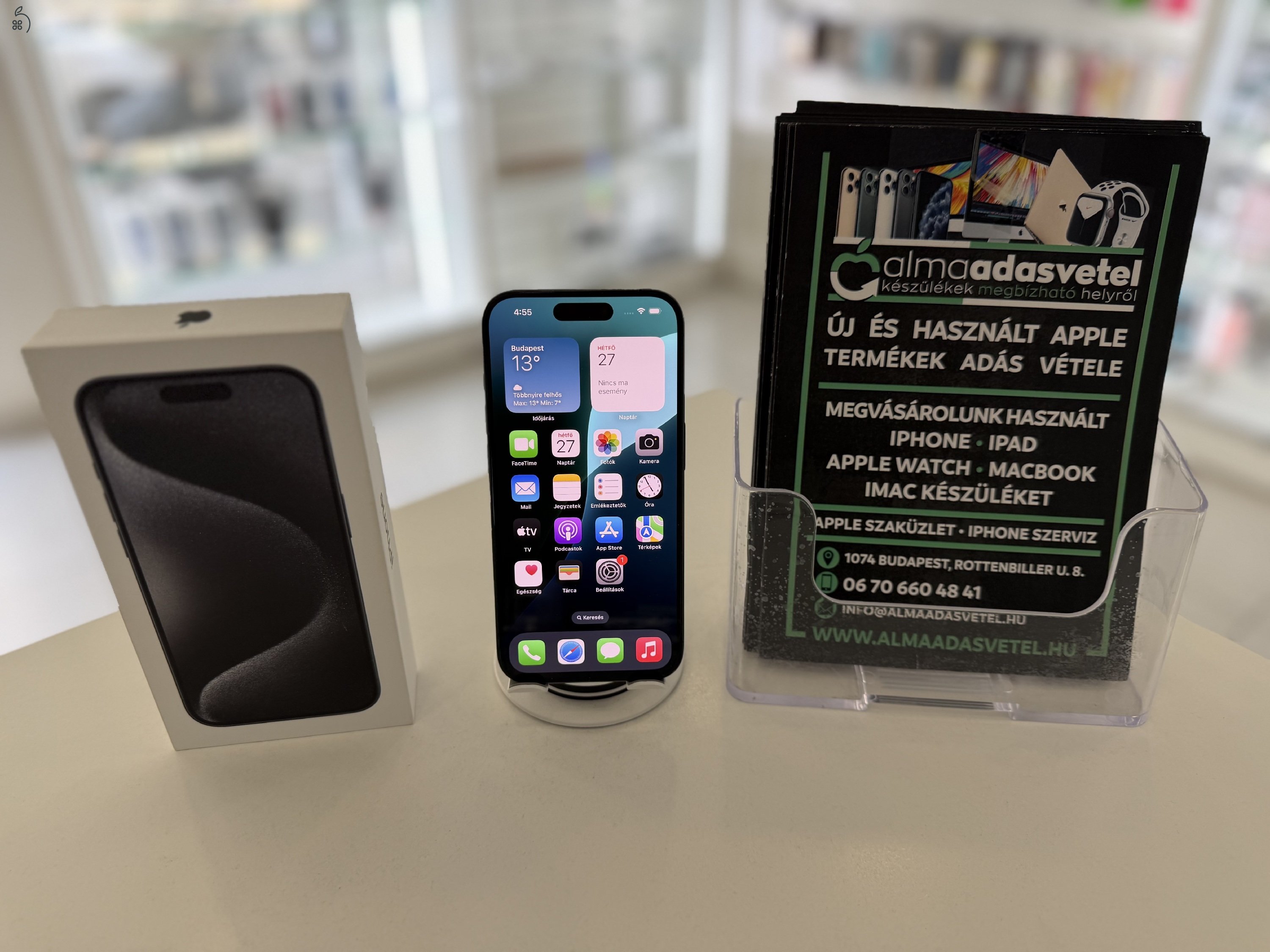 iPhone 15 Pro 128GB Független Újszerű/2027.04.20.Gar./Akku 95%/p4518