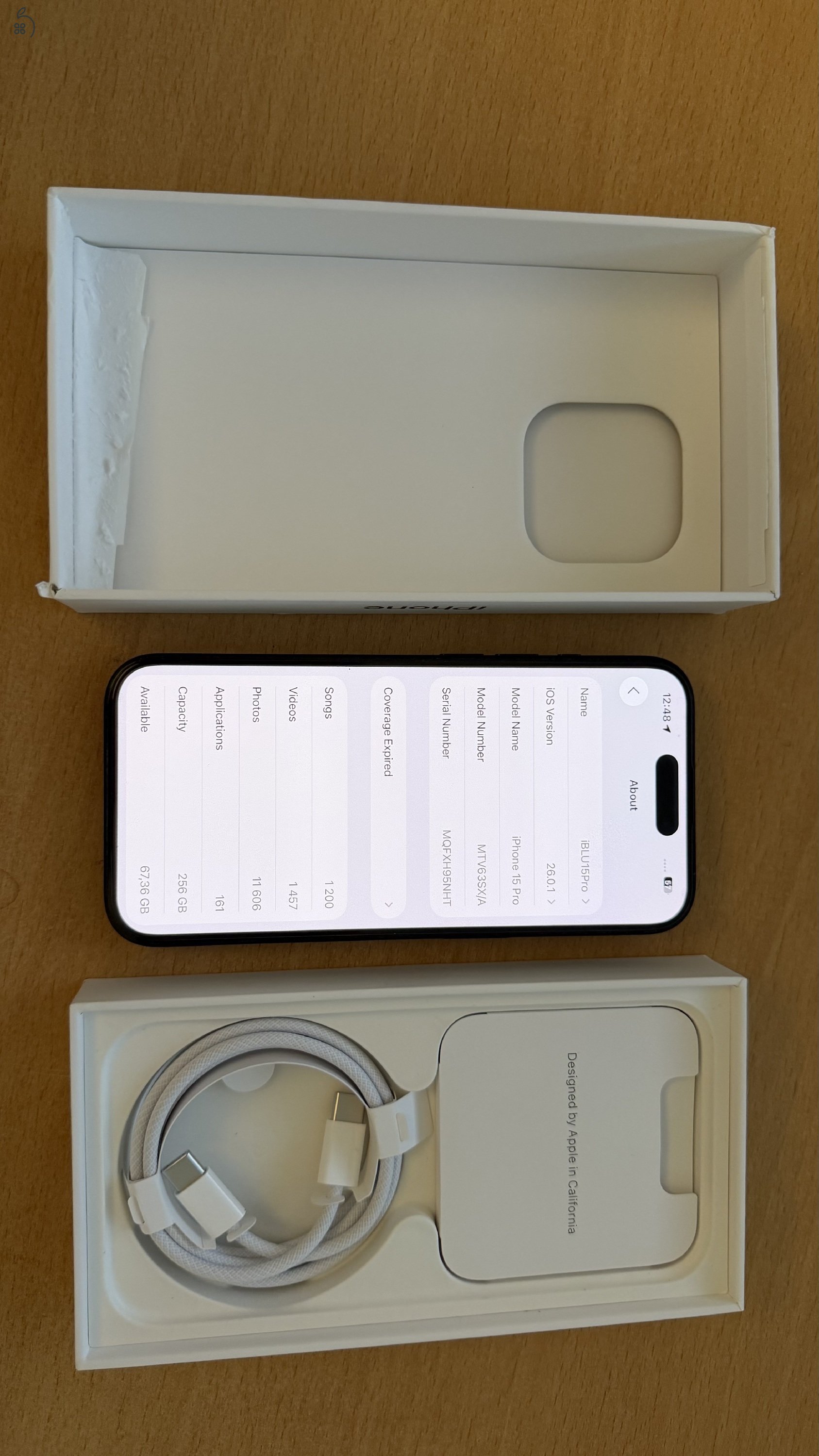 SÜRGŐSEN ELADÓ! iPhone 15 Pro 256GB Titanium Blue független ÚJSZERŰ 85% akksi