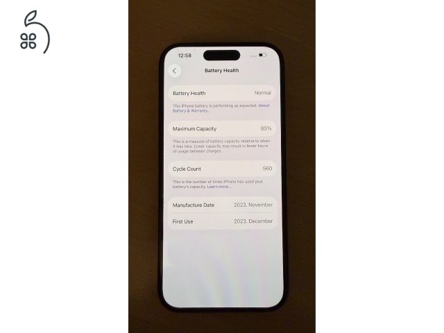 SÜRGŐSEN ELADÓ! iPhone 15 Pro 256GB Titanium Blue független ÚJSZERŰ 85% akksi