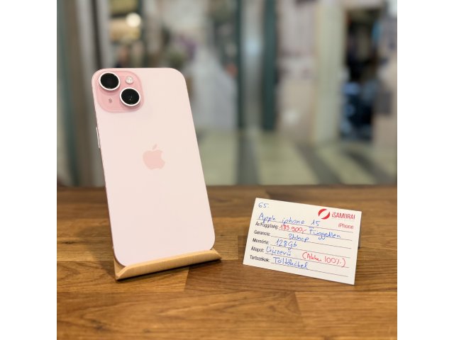 Apple iPhone 15  - 128 GB - Rózsaszín - Akku 100% (65.)