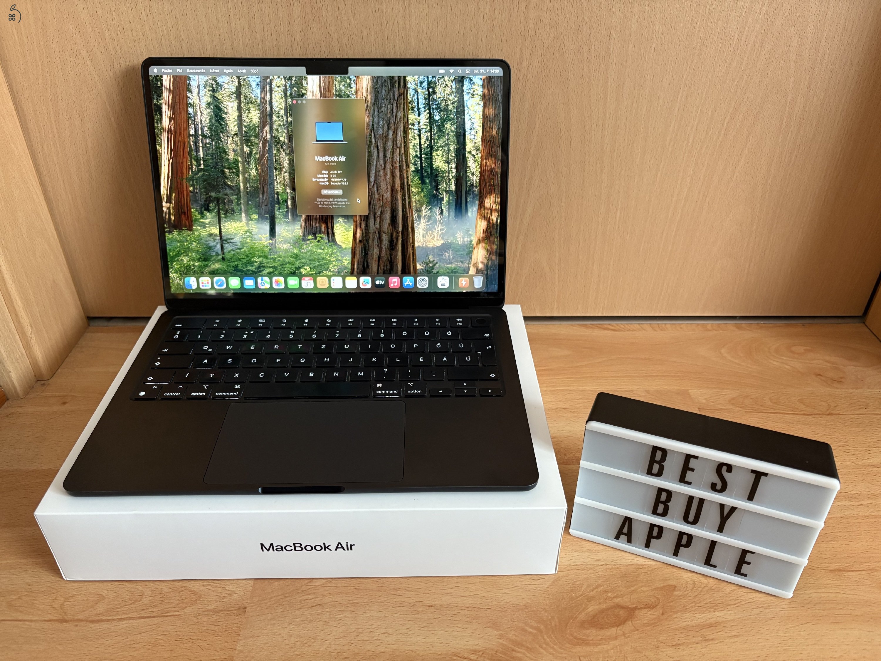 MacBook Air M2 / 8GB / 256GB SSD / Magyar / Midnight / 97% Aksi / Korrekt Áron Eladó