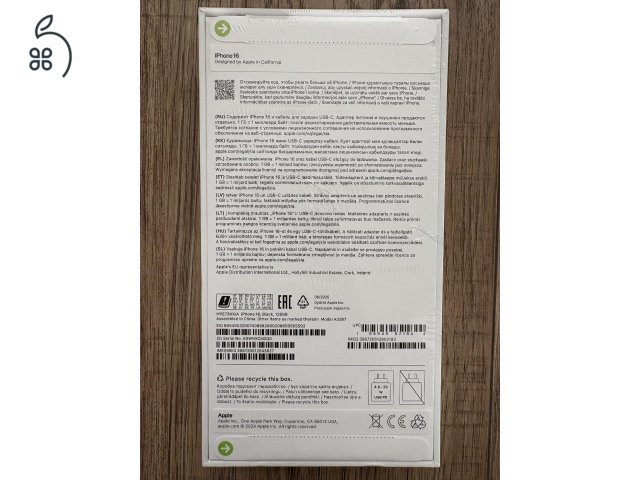 Új, bontatlan iPhone 16 128 GB fekete, magánszemélytől