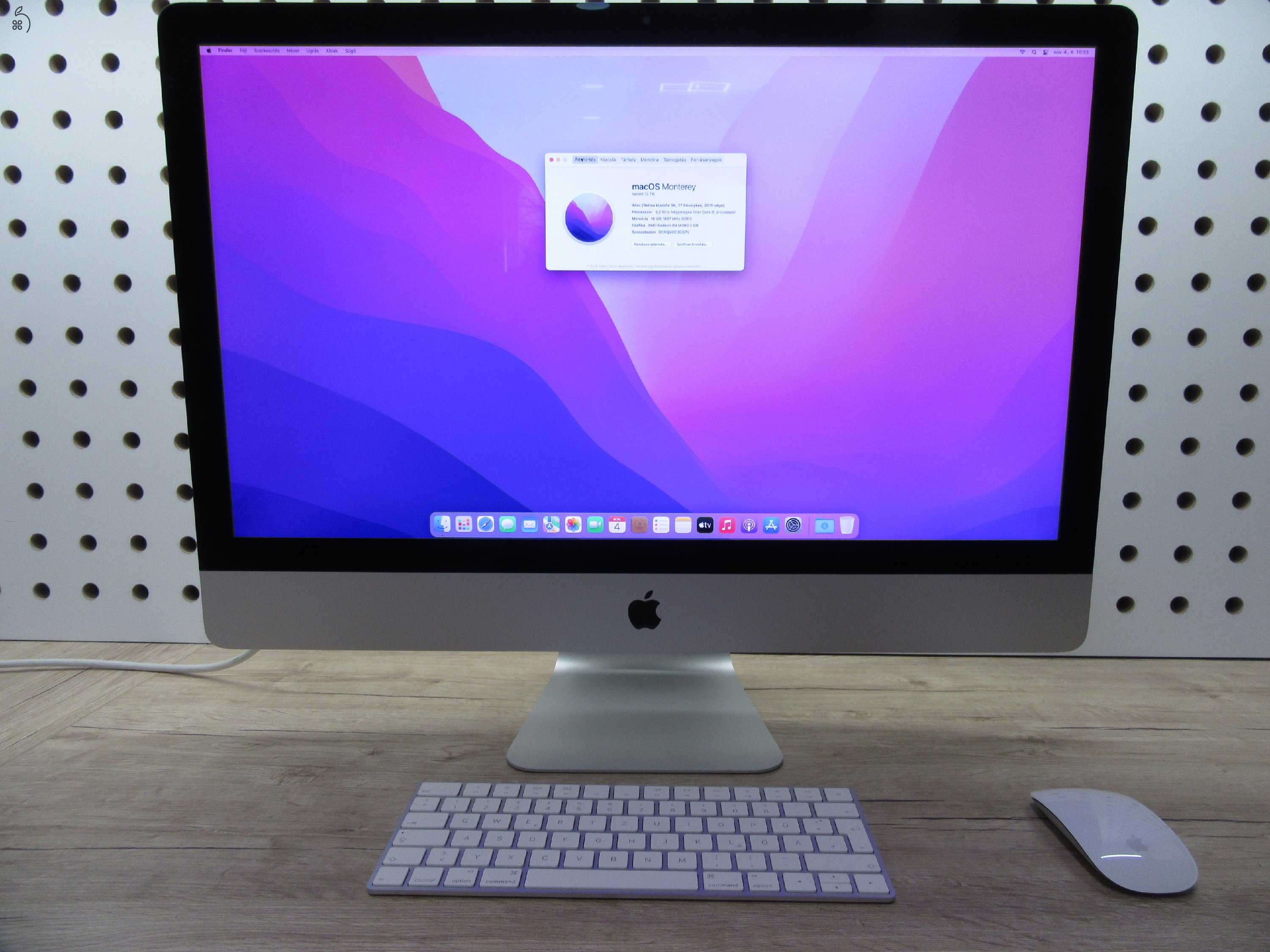 AKCIÓ!!!Apple iMac 27” 5K (Late 2015) – 3.2 GHz i5, 16 GB RAM, 256 GB SSD, Radeon R9 M380 2 GB – Használt, karcmentes – 3 hónap garancia