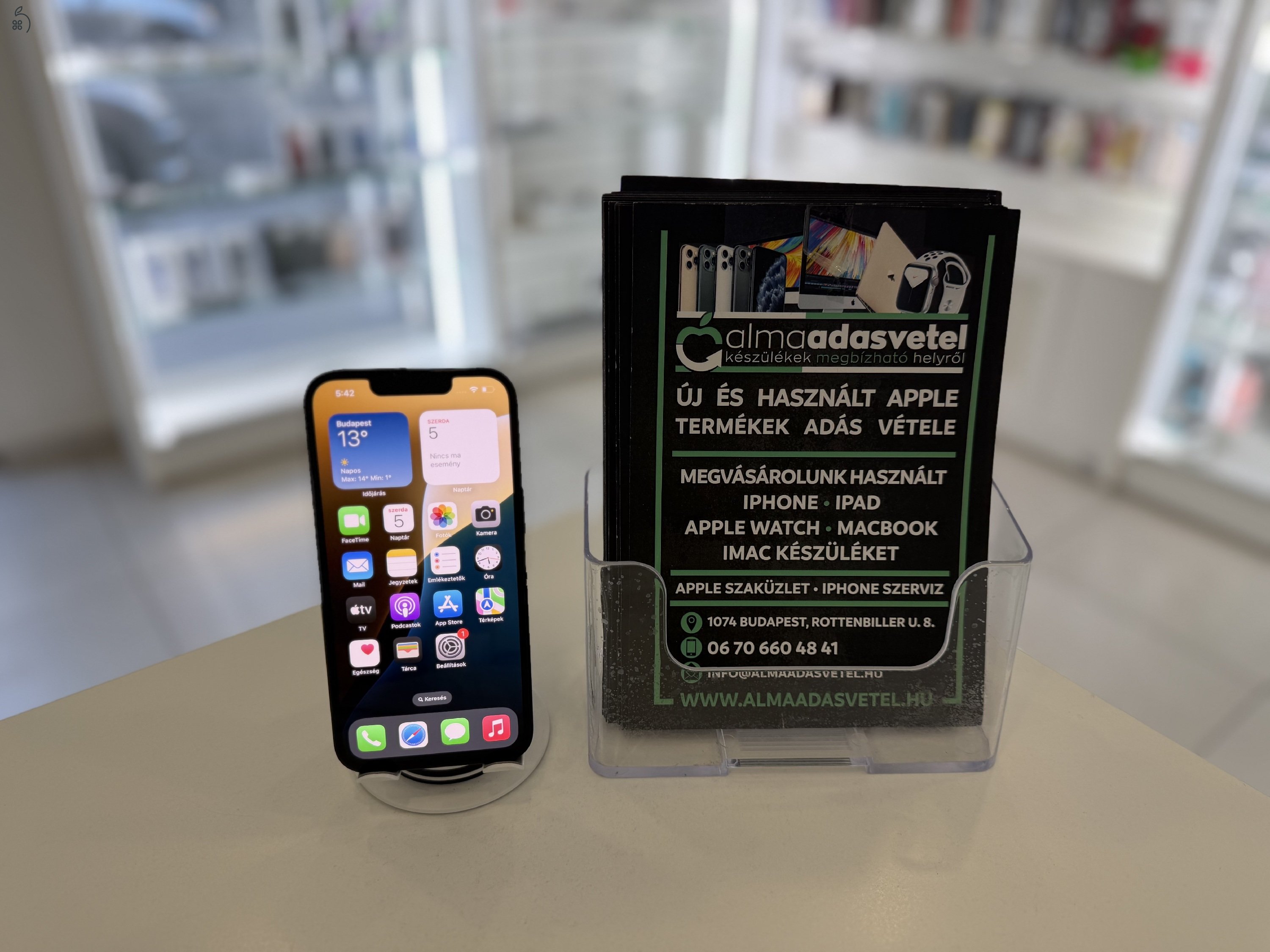 iPhone 13 256GB Független Megkímélt/1-3 hónap gar./Akku 85%/p4544