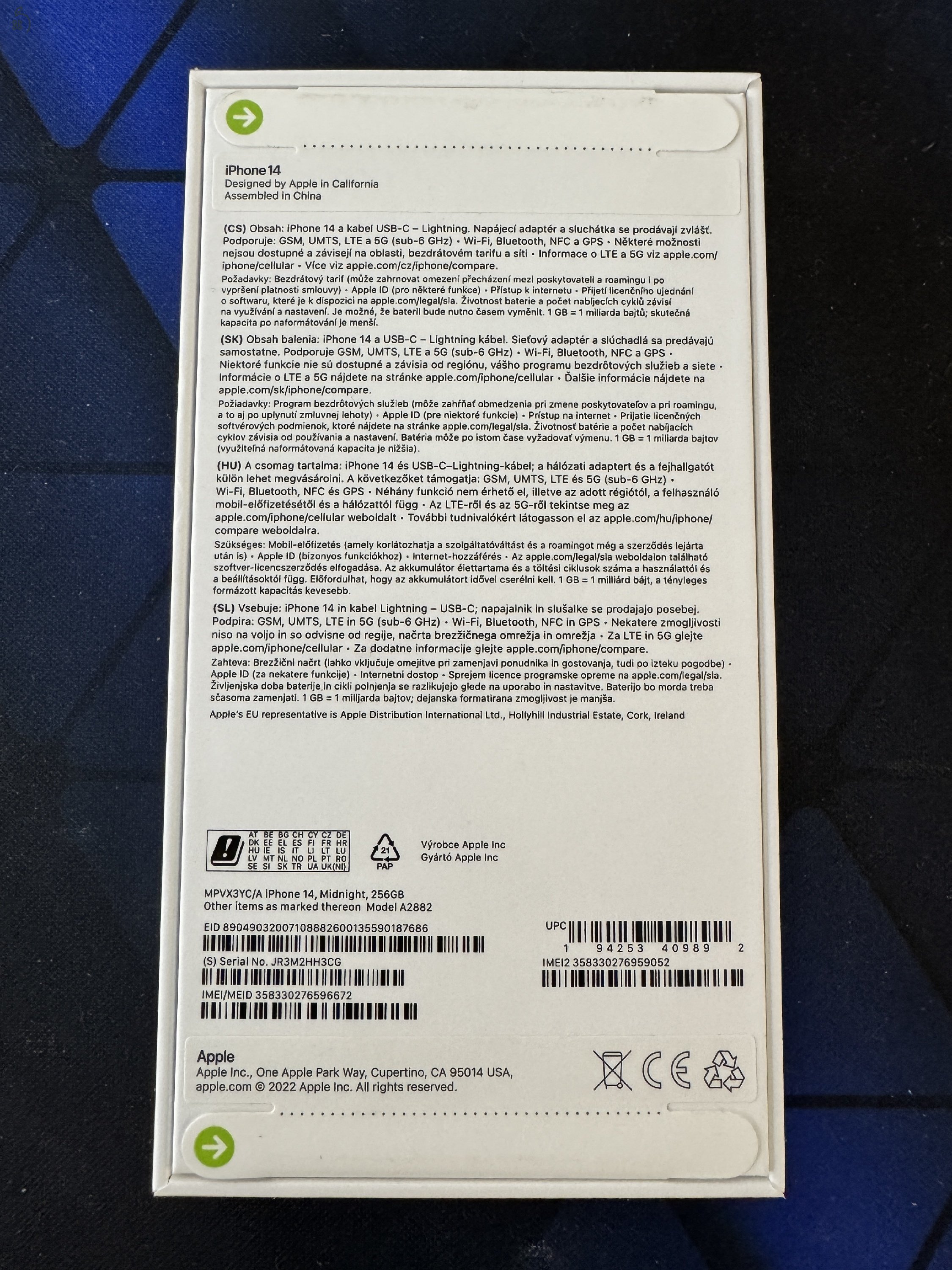 iPhone 14 új, bontatlan 256 GB Midnight (fekete)