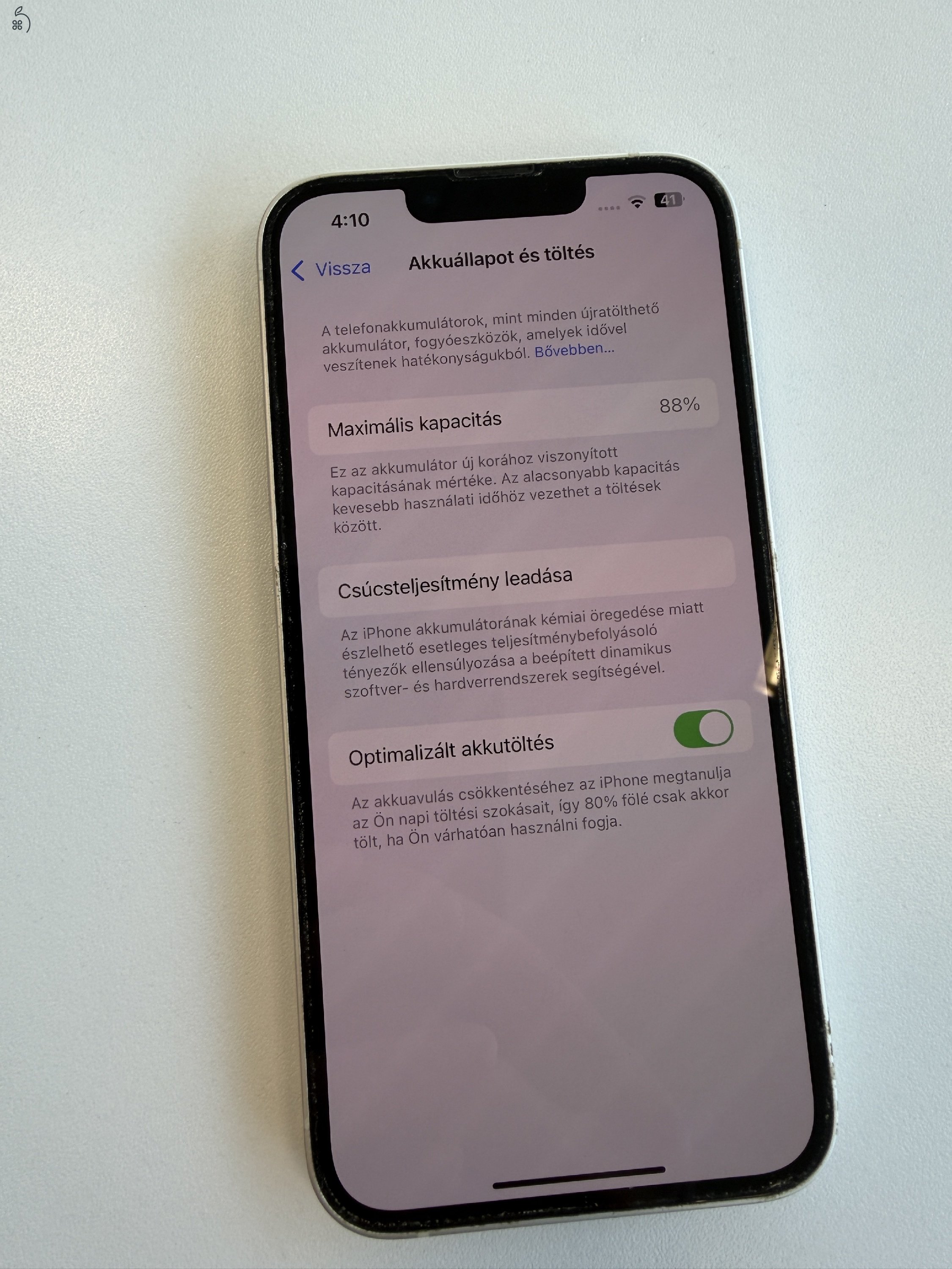 iPhone 13 128 GB fehér eladó