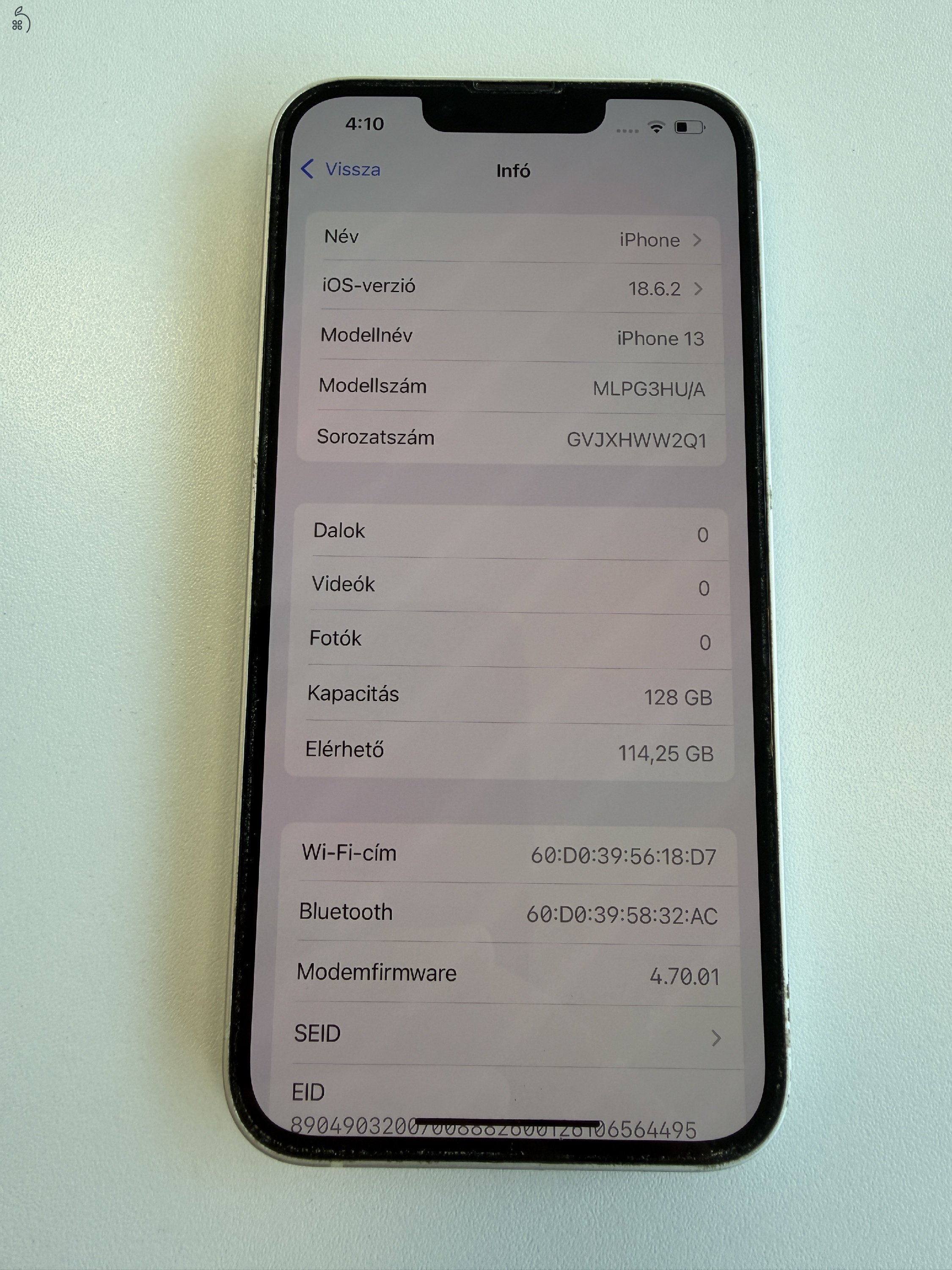 iPhone 13 128 GB fehér eladó
