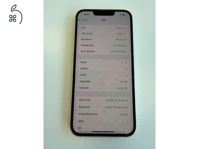 iPhone 13 128 GB fehér eladó