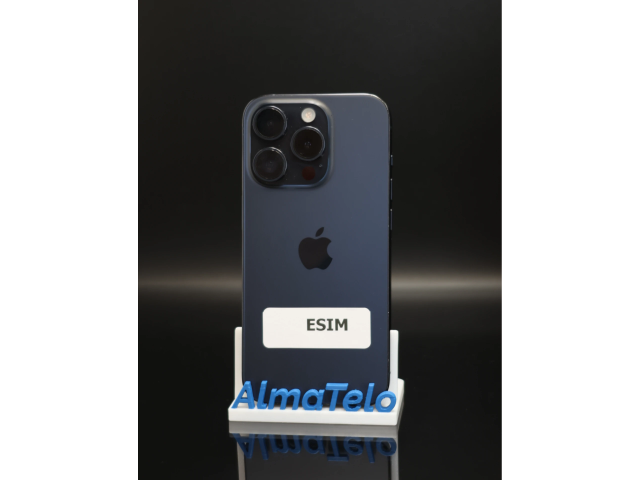 Apple iPhone 15 Pro eSIM 256 GB Blue Titanium 100% akku - 12 HÓ GARANCIA