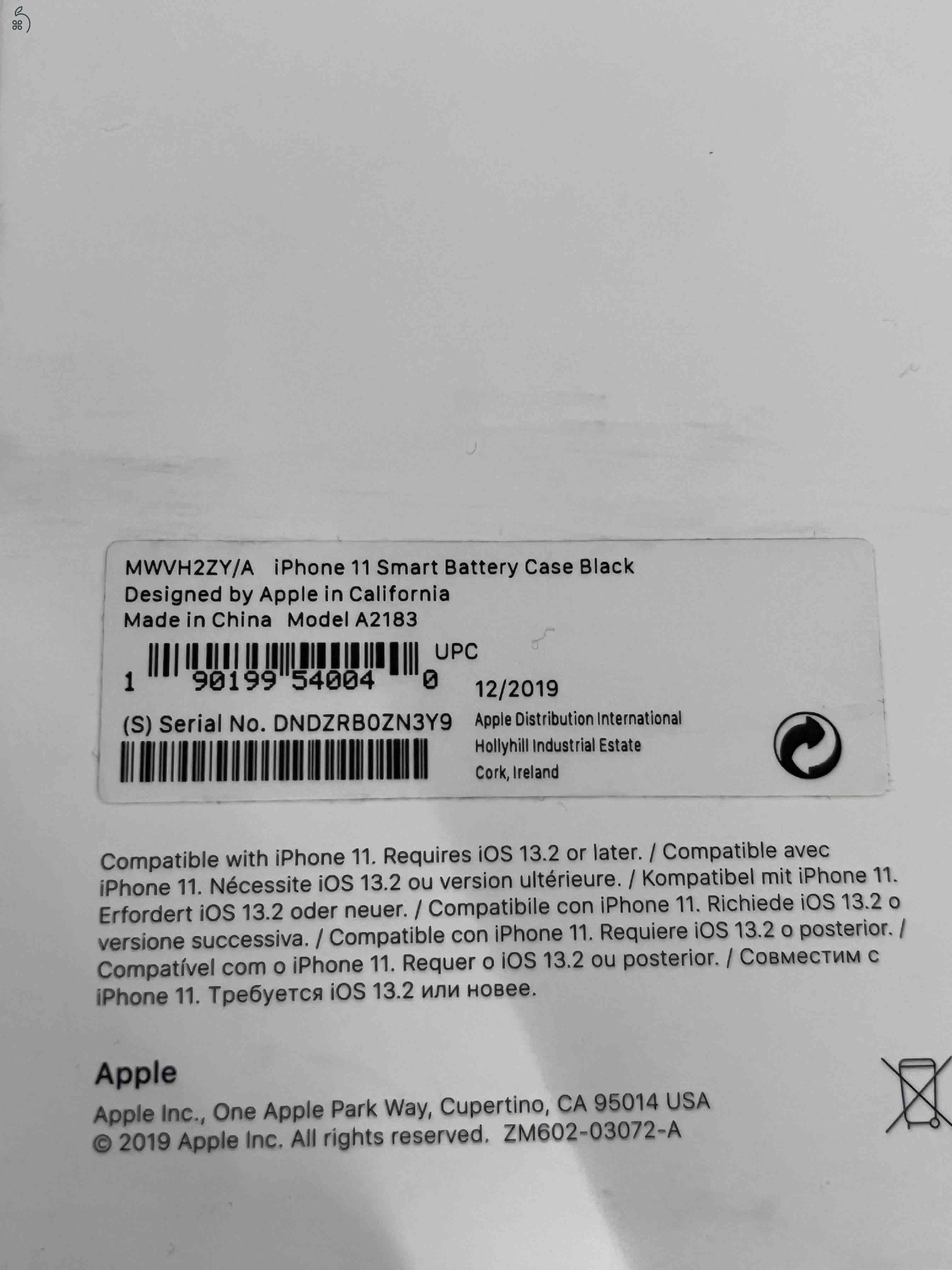 iPhone 11 Smart Battery Case – fekete A2183 