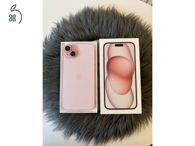 Hibátlan újszerű Rózsaszín iPhone 15 Plus 128 GB - üvegfóliával, kameravédővel, tokkal