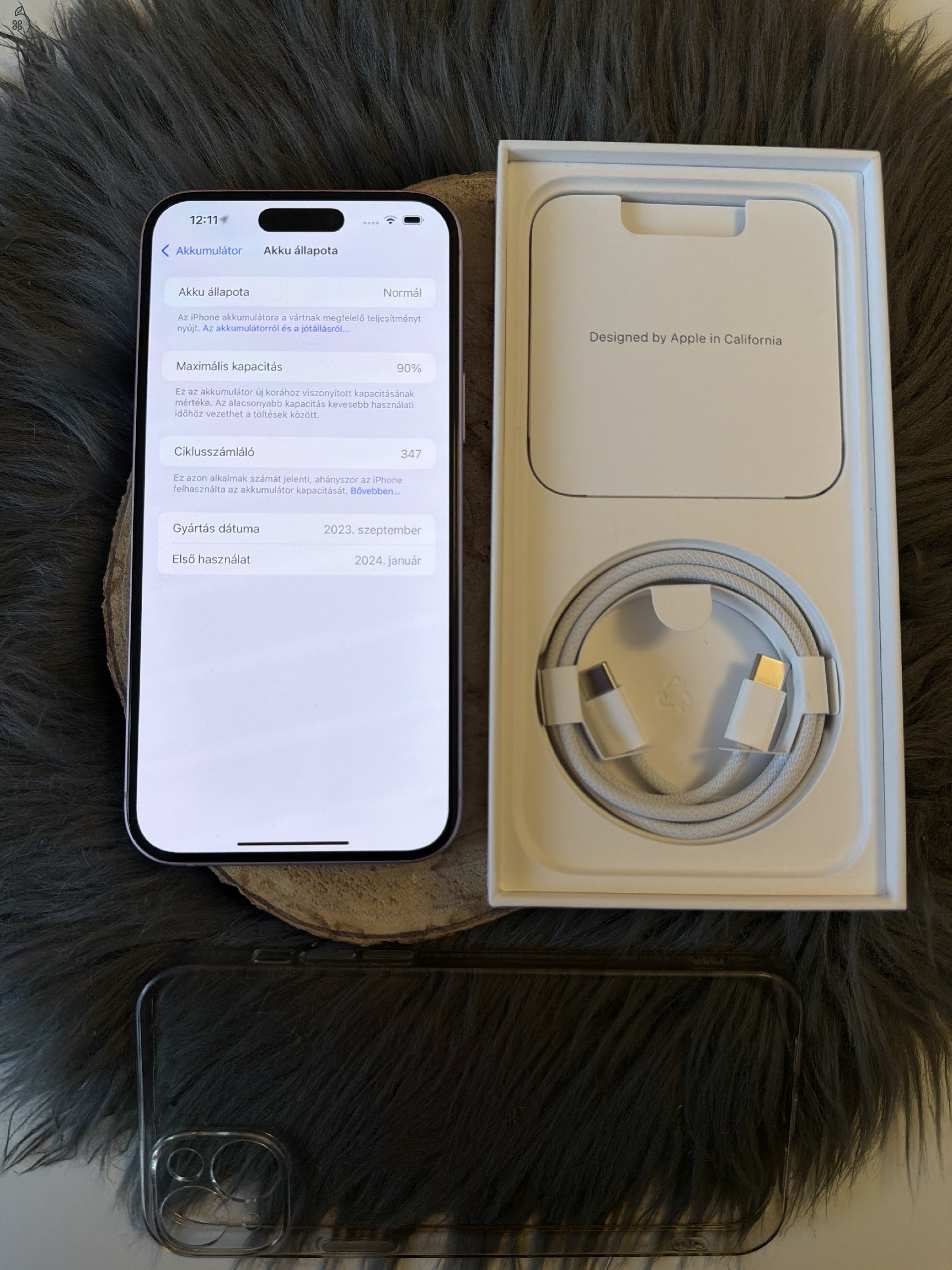 Hibátlan újszerű Rózsaszín iPhone 15 Plus 128 GB - üvegfóliával, kameravédővel, tokkal