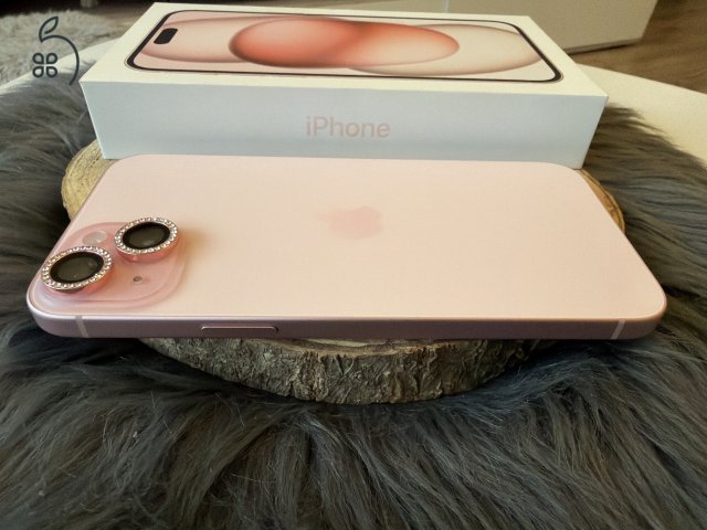 Hibátlan újszerű Rózsaszín iPhone 15 Plus 128 GB - üvegfóliával, kameravédővel, tokkal