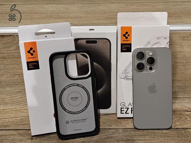 	iPhone 15 pro natúr titán 128GB, garis 2026. novemberig