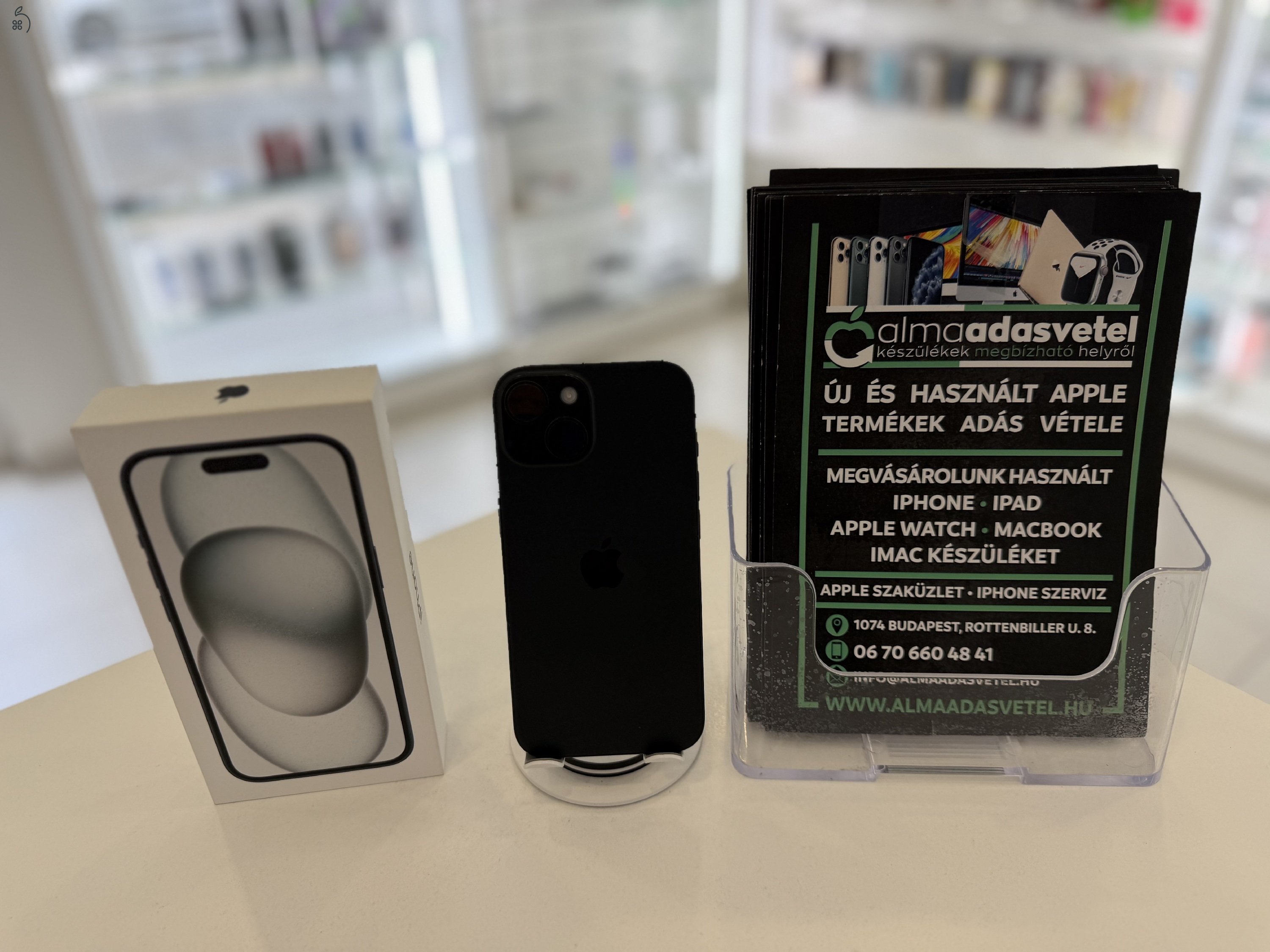 iPhone 15 256GB Független Újszerű/1-3 hónap gar./Akku 86%/p4553