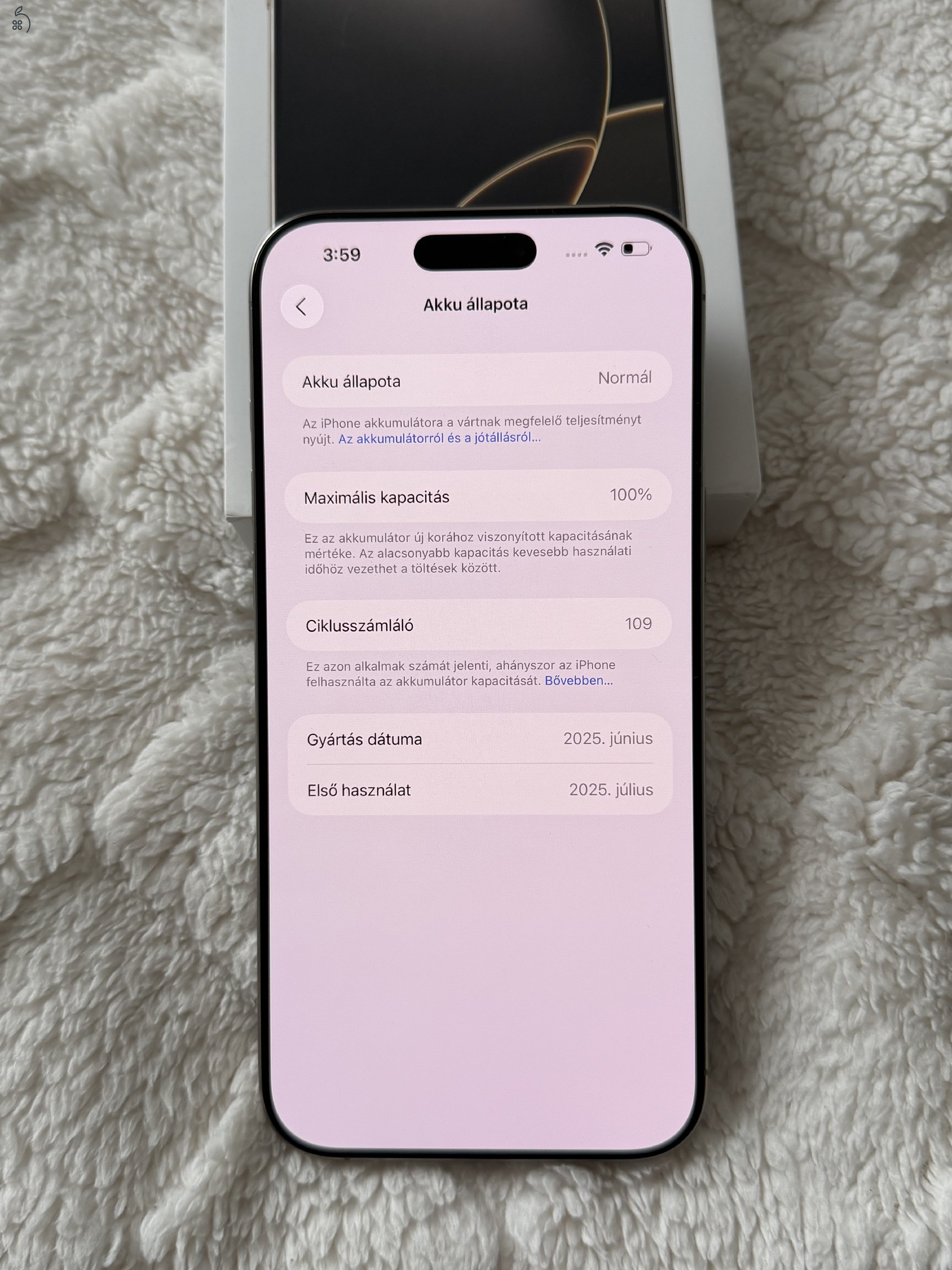 iPhone 16 Pro Max 256GB Natúr Titán, Szép Állapotú, Akku 100%, 2026 Júliusig Garancia