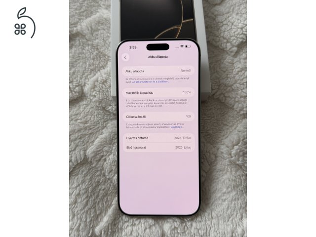 iPhone 16 Pro Max 256GB Natúr Titán, Szép Állapotú, Akku 100%, 2026 Júliusig Garancia