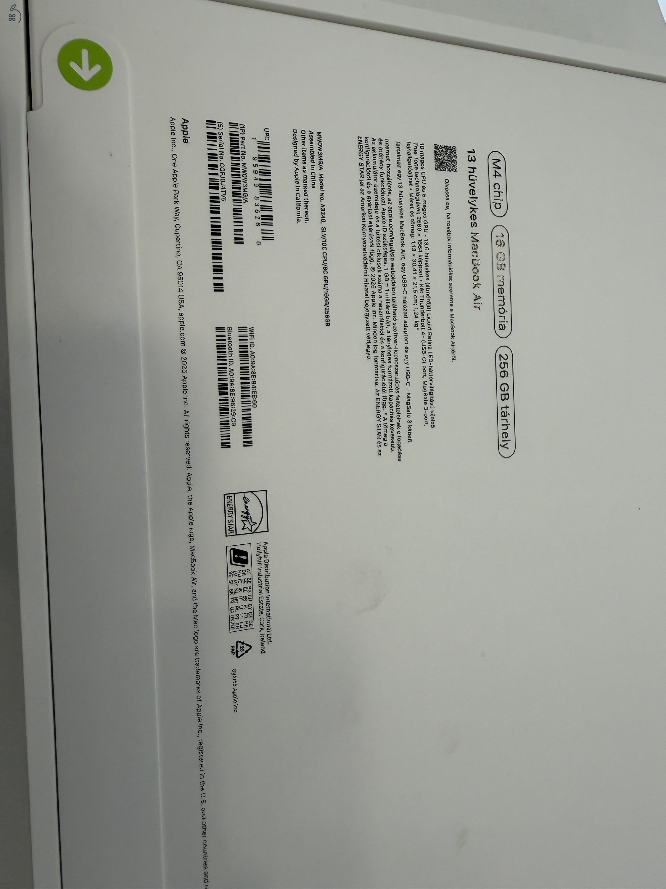 Új Bontatlan MacBook Air M4 13