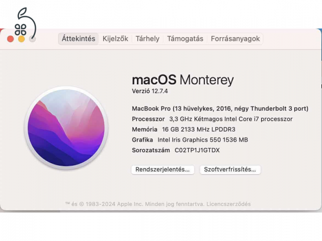 Apple MacBook Pro 13” (2016, Touch Bar) – i7 / 16 GB RAM / 256 GB SSD